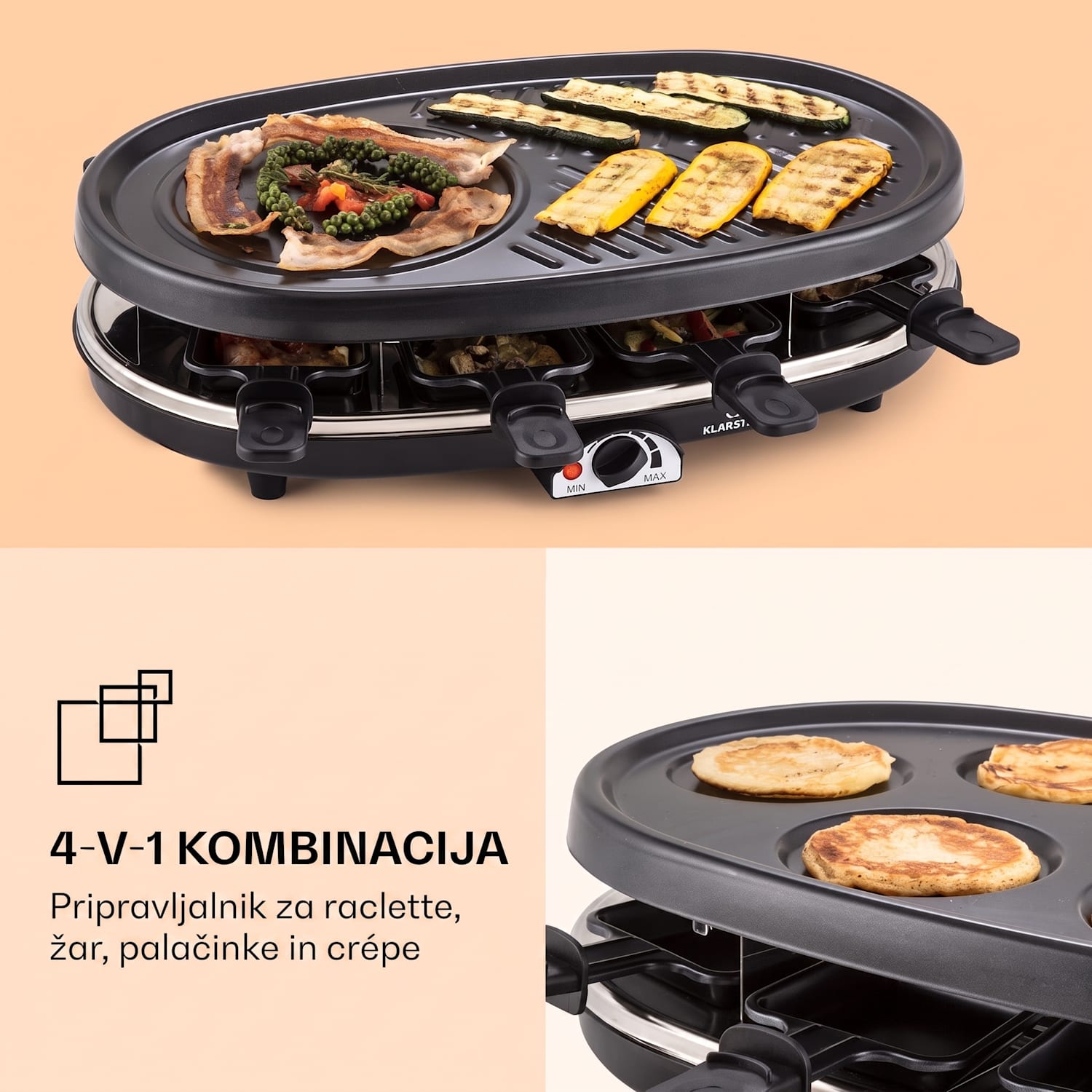 All-U-Can Grill Raclette, Raclette žar z dodatno opremo 4 v 1 za 8 oseb 