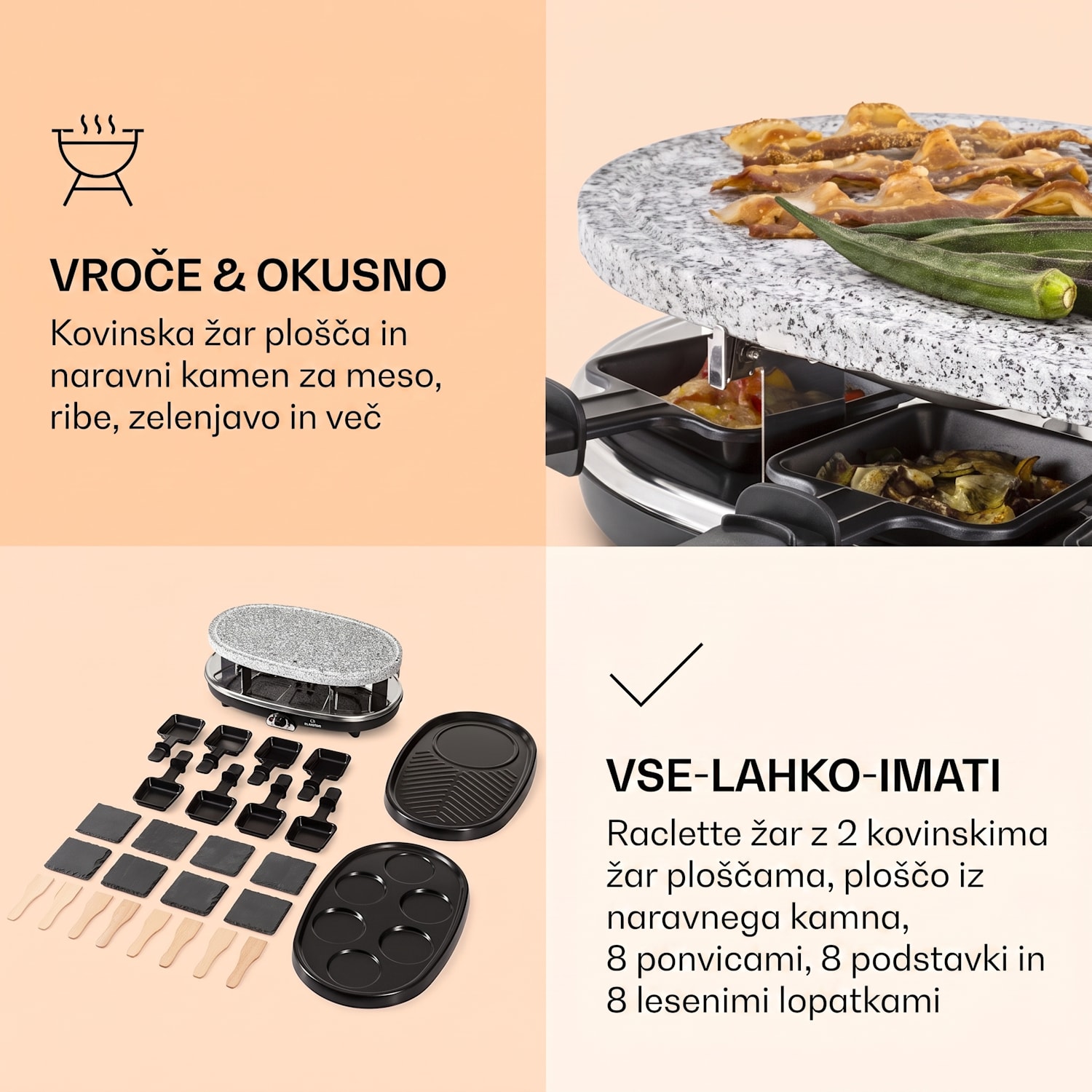 All-U-Can Grill Raclette, Raclette žar z dodatno opremo 4 v 1 za 8 oseb 