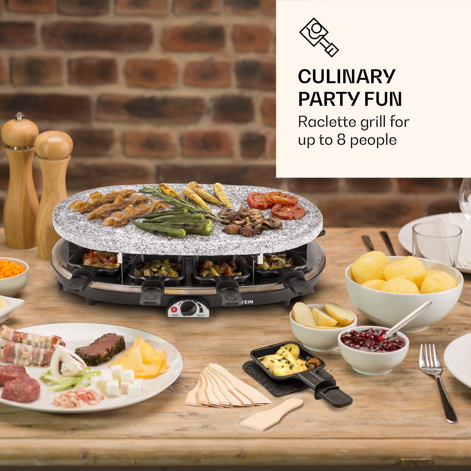 All-U-Can Grill Raclette Grelhador raclette com acessórios 4 em 1 para 8 pessoas 