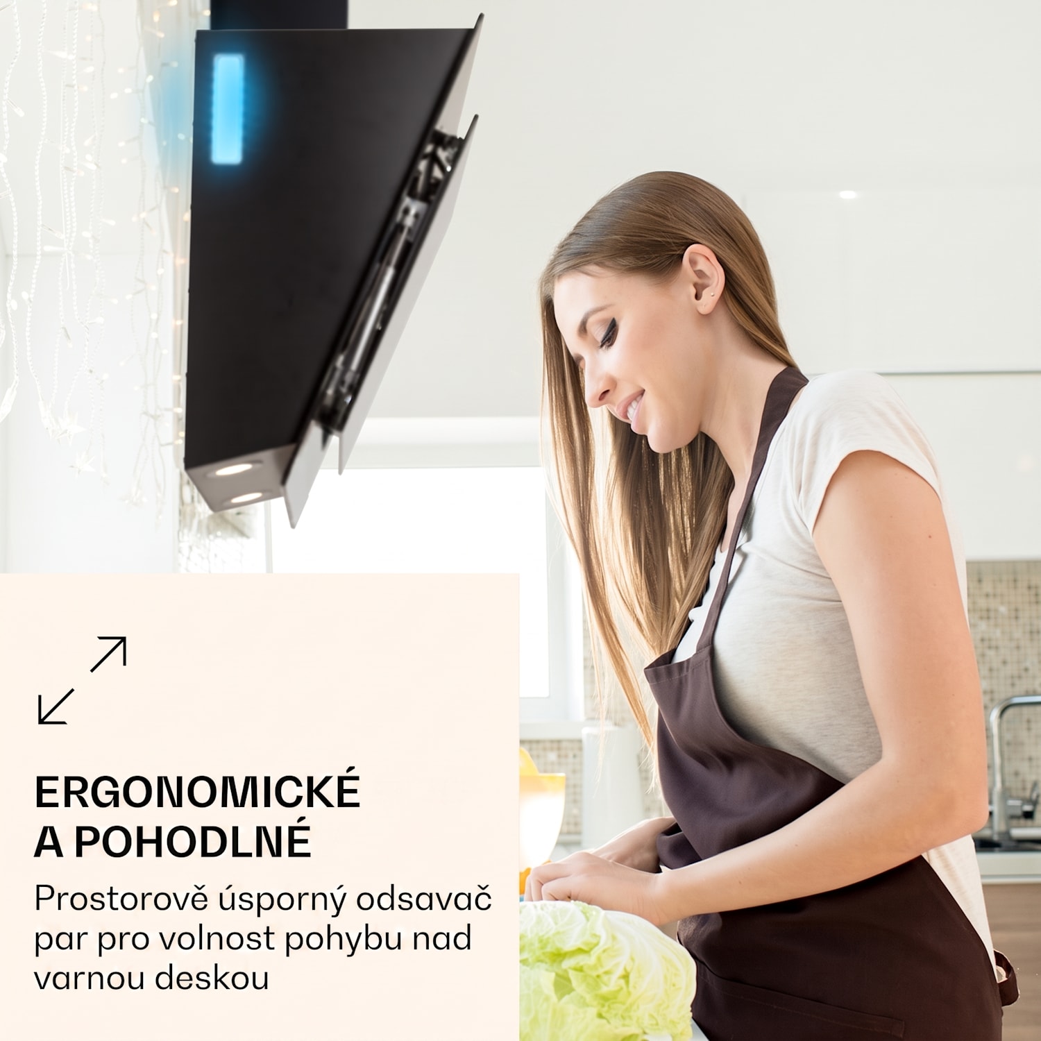 Aurora Eco 60, digestoř, 60 cm, nástěnná, 585 m³/h, A+, dotykové ovládání, černá 60 cm | Ne | Černá