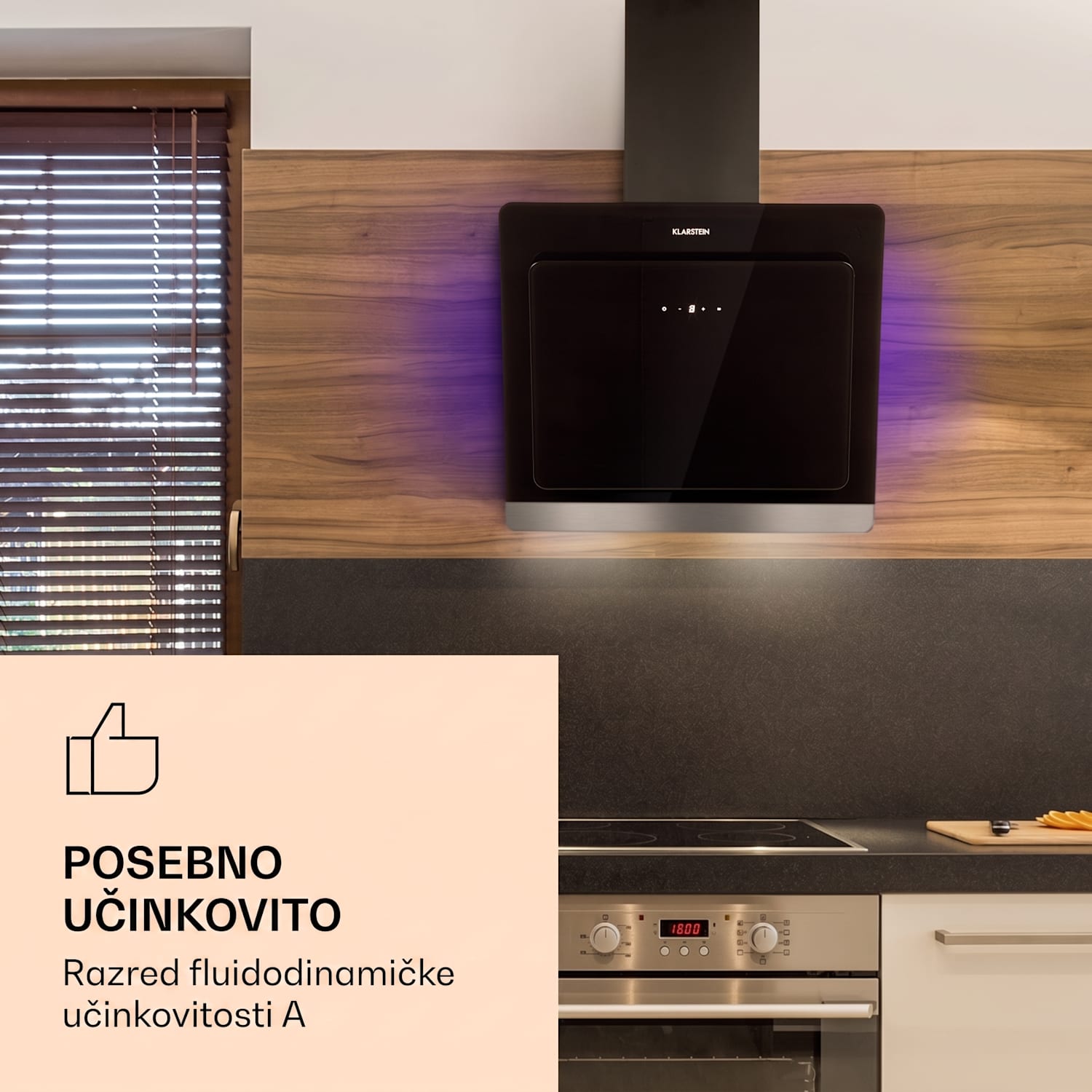Aurora Eco 60, napa, 60 cm, zidna, 550 m³/h, A+, upravljanje na dodir, crna 60 cm | Ne | Crna