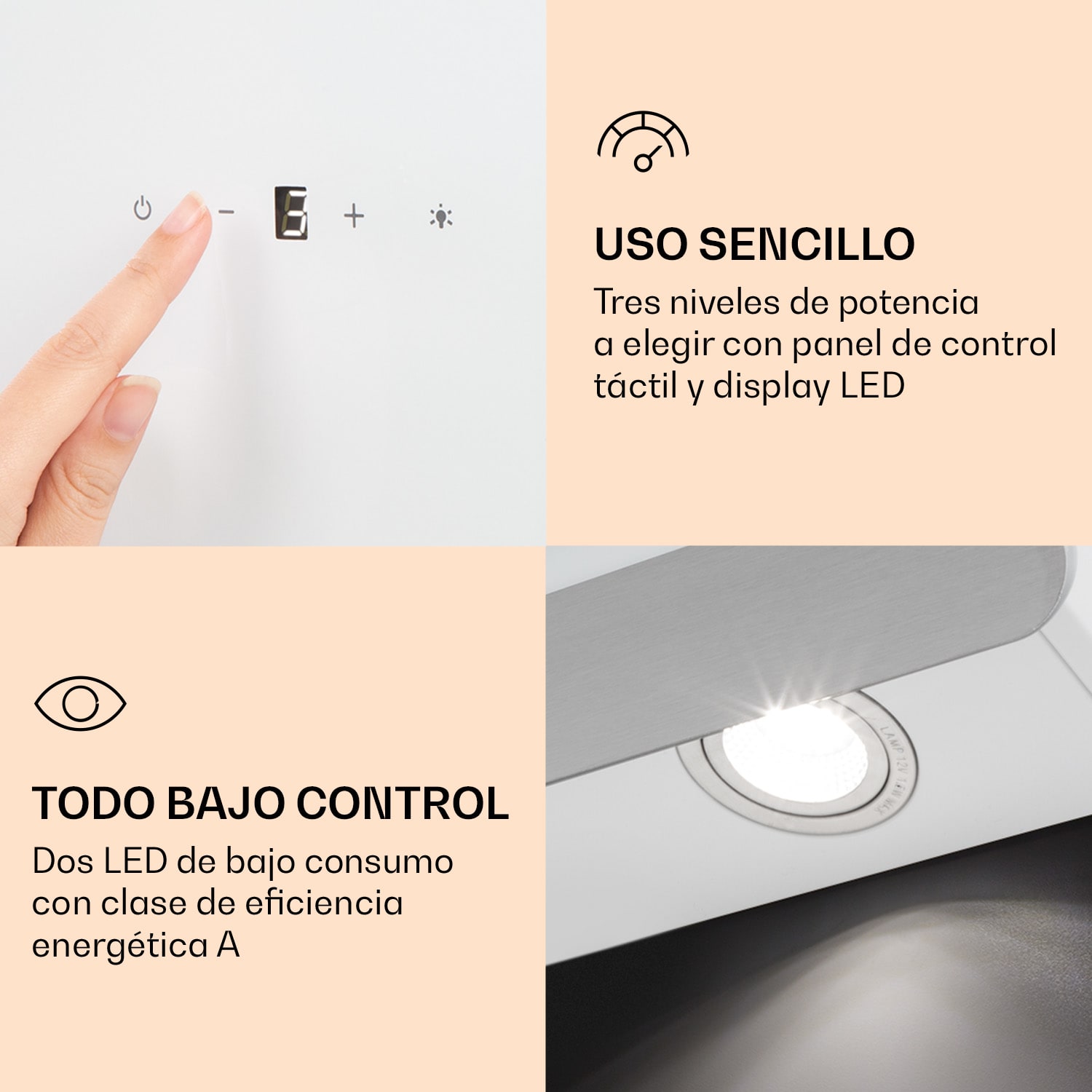 Campana extractora Aurora Eco 60 550 m³/h 60cm sin cabeza Luz ambiental CEE A+ Blanco | 60 cm