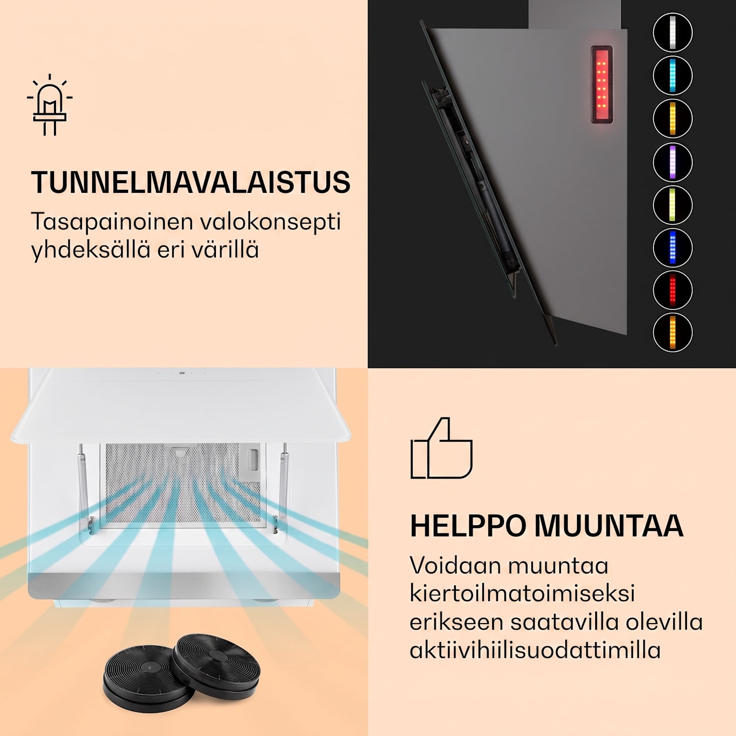 Aurora Eco 60 -liesituuletin 585 m³/h 60 cm liikkumavapaus tunnelmavalaistus energialuokka A+ 60 cm | Ei | Valkoinen