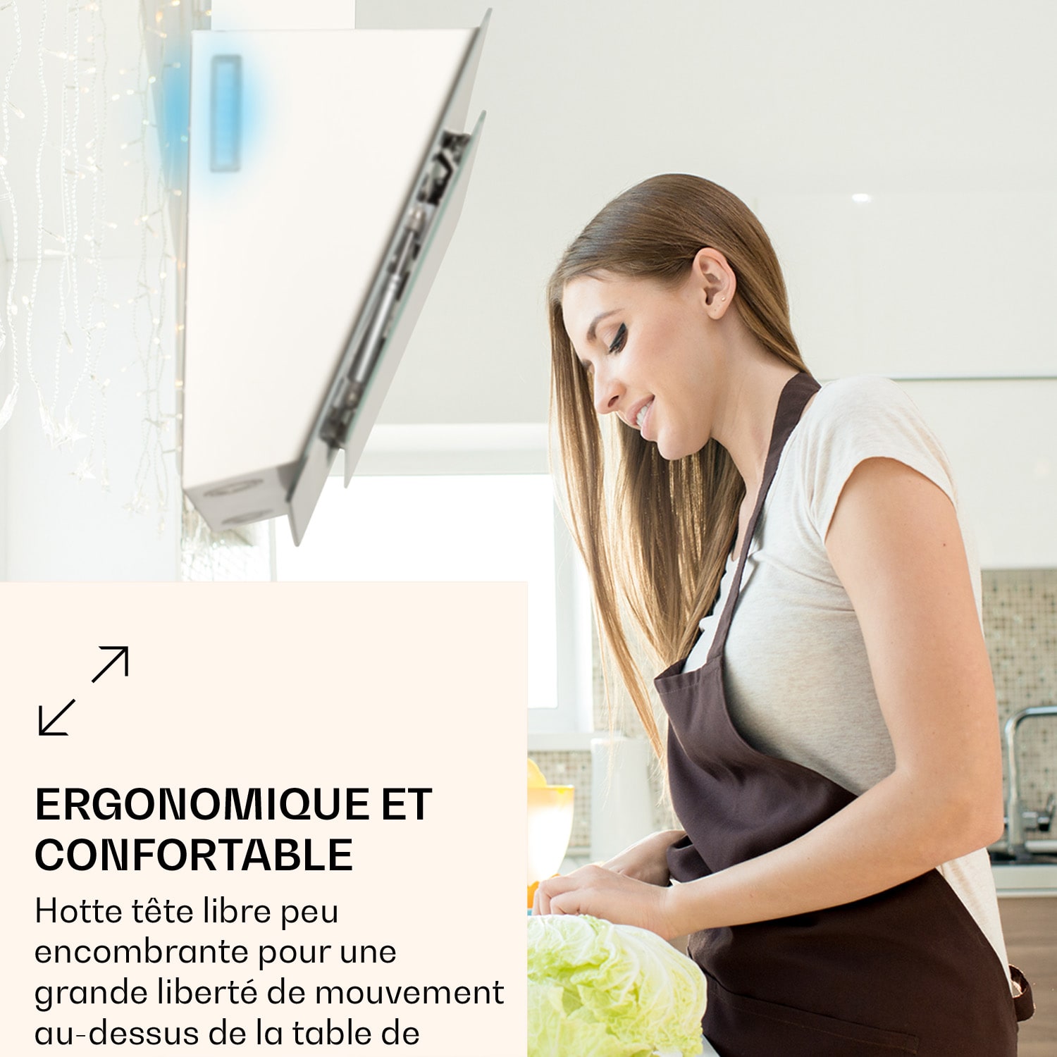 Aurora Eco 60 Hotte aspirante 550 m³/h 60 cm sans tête Lumière d'ambiance CEE A+ 60 cm | Non | Blanc