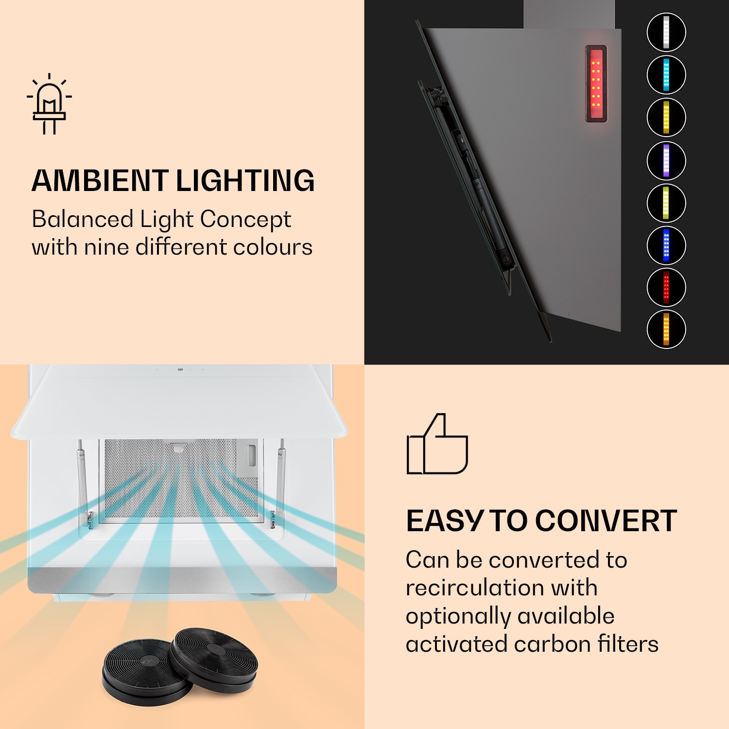 >Aurora Eco 60 Cooker Hood 550 m³/h 60cm Head-Free Ambient Light EEC A+ 60 cm | No | White