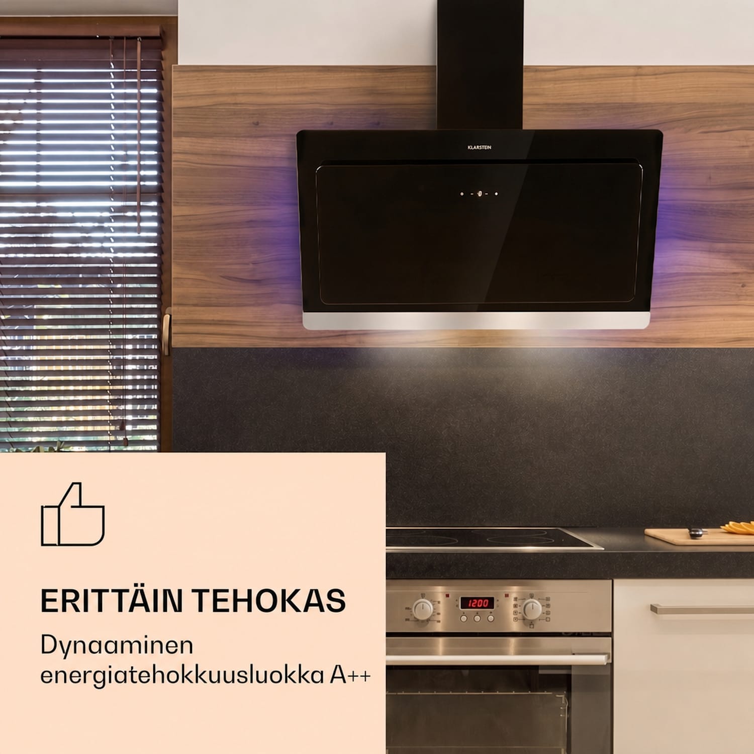Aurora Eco 90 -liesituuletin 585 m³/h 90 cm liikkumavapaus tunnelmavalaistus energialuokka A+ 90 cm | Ei | Musta