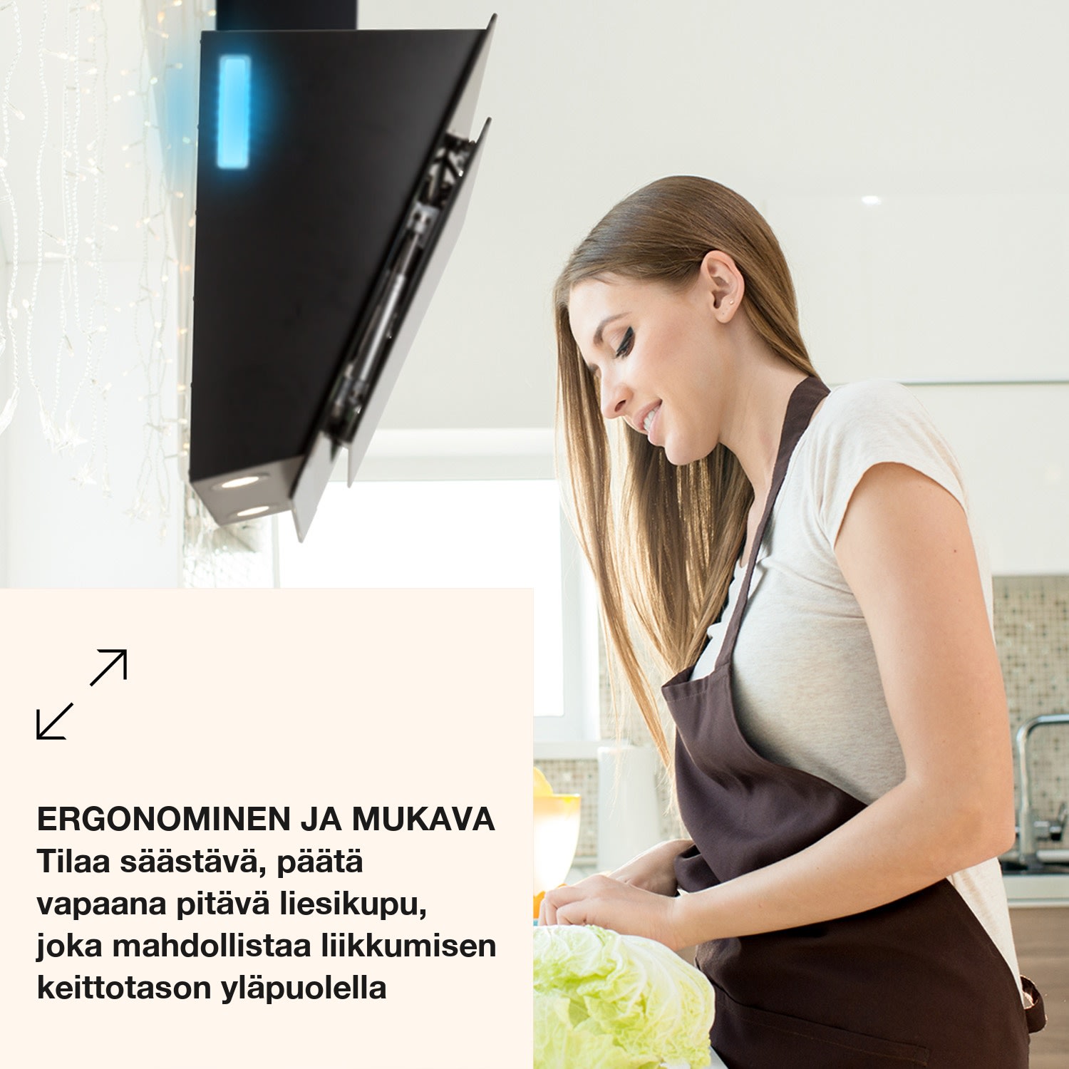 Aurora Eco 90 -liesituuletin 585 m³/h 90 cm liikkumavapaus tunnelmavalaistus energialuokka A+ 90 cm | Ei | Musta
