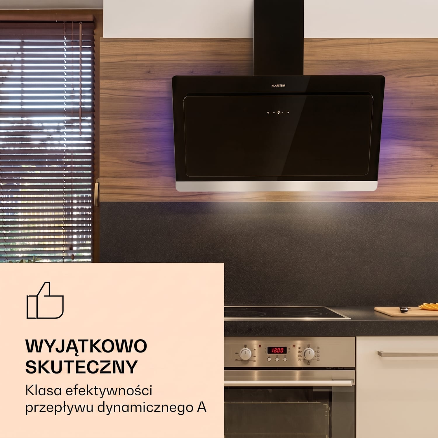 Aurora Eco 90, okap kuchenny, 90 cm, przyścienny, 550 m³/h, A+, sterowanie dotykowe, czarny 90 cm | Nie | Czarny