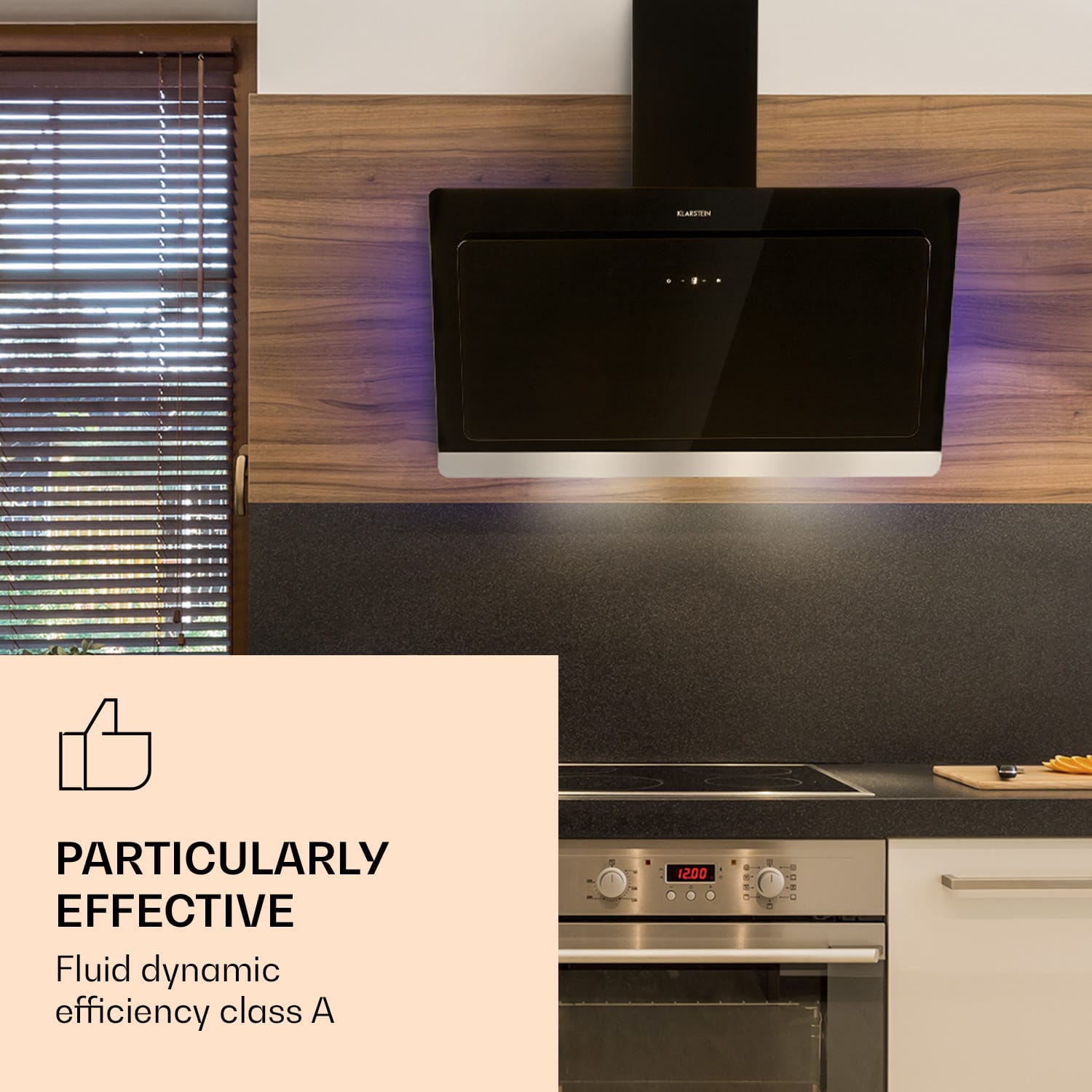 Aurora Eco 90 afzuigkap 550 m³/h 90 cm hoofd vrij sfeerlicht EEC A+ Zwart | 90 cm