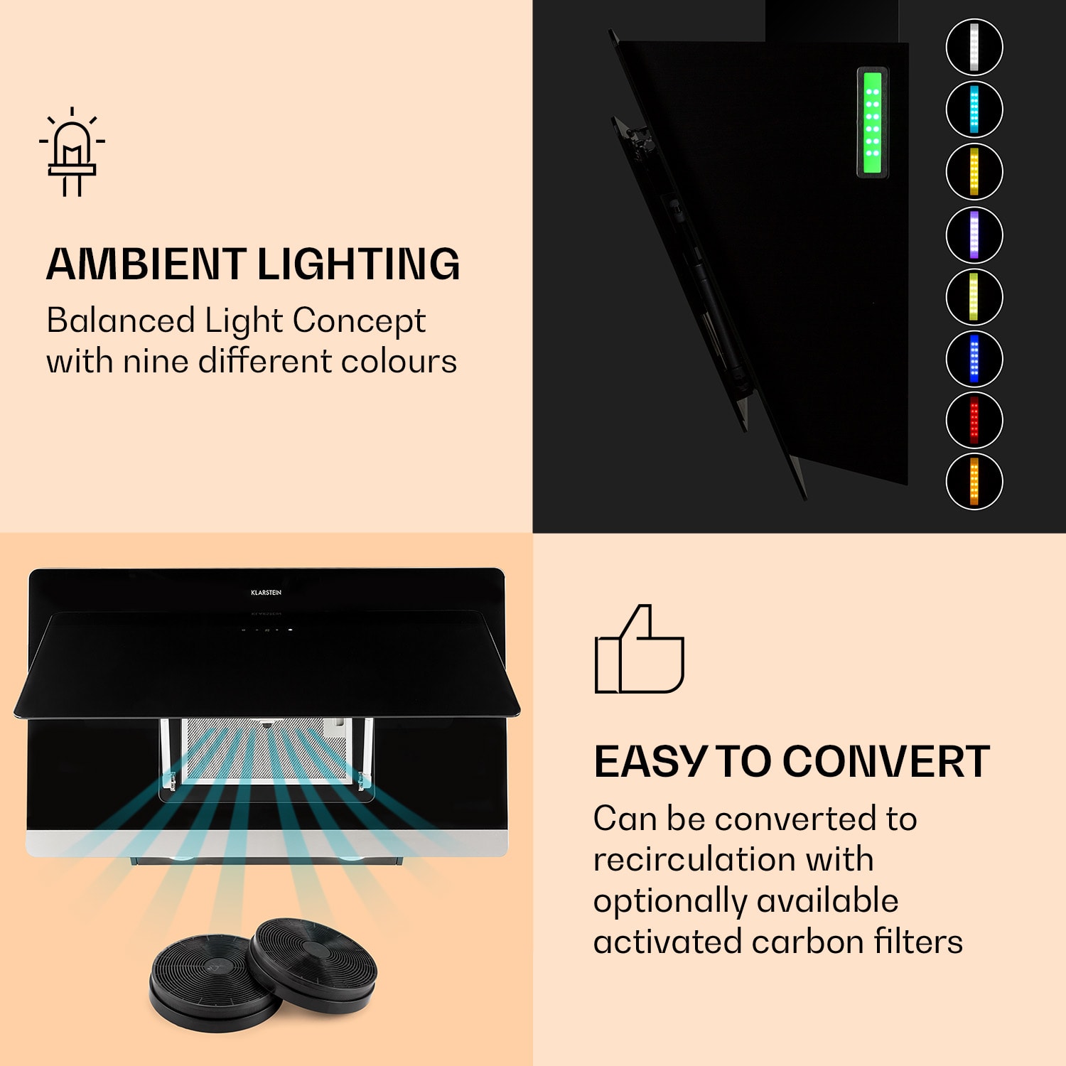 Exaustor Aurora Eco 90 550 m³/h 90cm sem cabeça luz ambiente EEC A+ 90 cm | Não | Preto