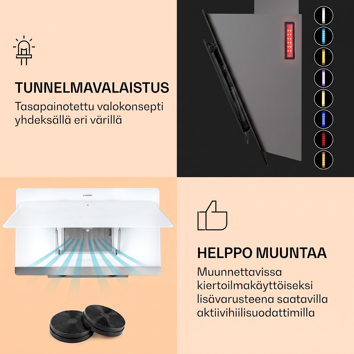 Aurora Eco 90 -liesituuletin 584 m³/h 90 cm liikkumavapaus tunnelmavalaistus energialuokka A+ 90 cm | Ei | Valkoinen