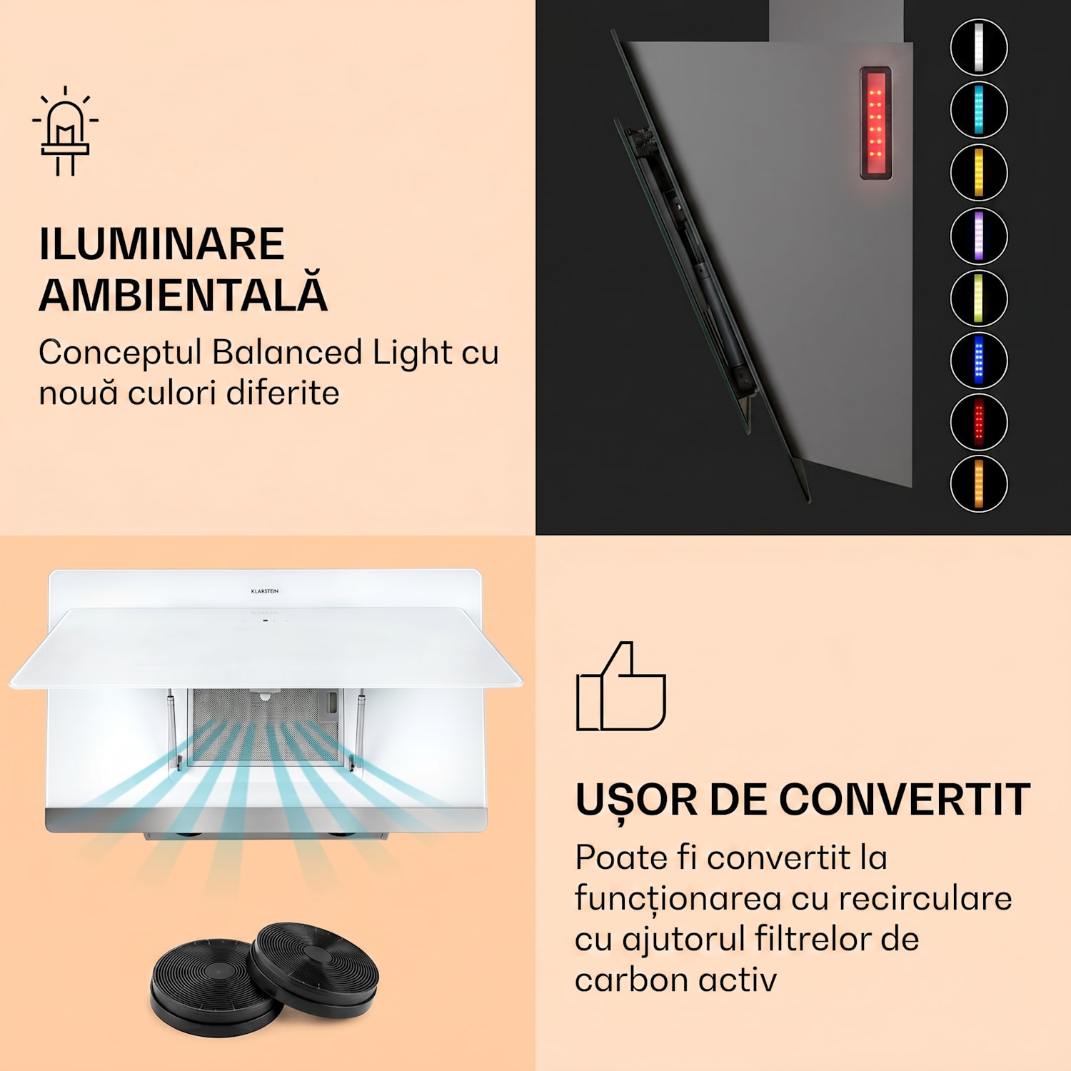 Aurora Eco 90, Hotă, 584 m³/h, 90 cm, Hotă de șemineu, Lumină de fundal, EEC A+ 90 cm | Nu | Alb