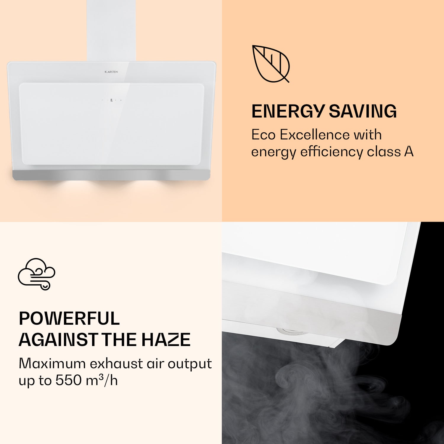 Aurora Eco 90 Cooker Hood 550 m³/h 90cm Head-Free Ambient Light EEC A+ 90 cm | No | White