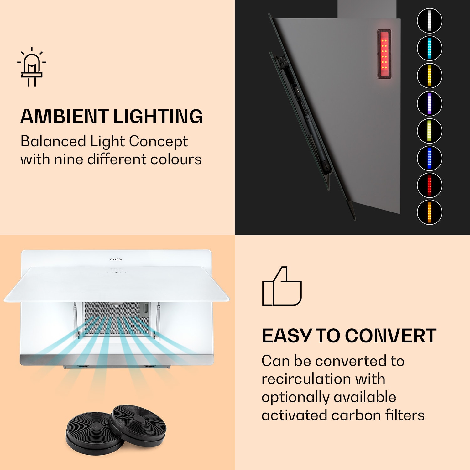 Aurora Eco 90 Cooker Hood 550 m³/h 90cm Head-Free Ambient Light EEC A+ 90 cm | No | White