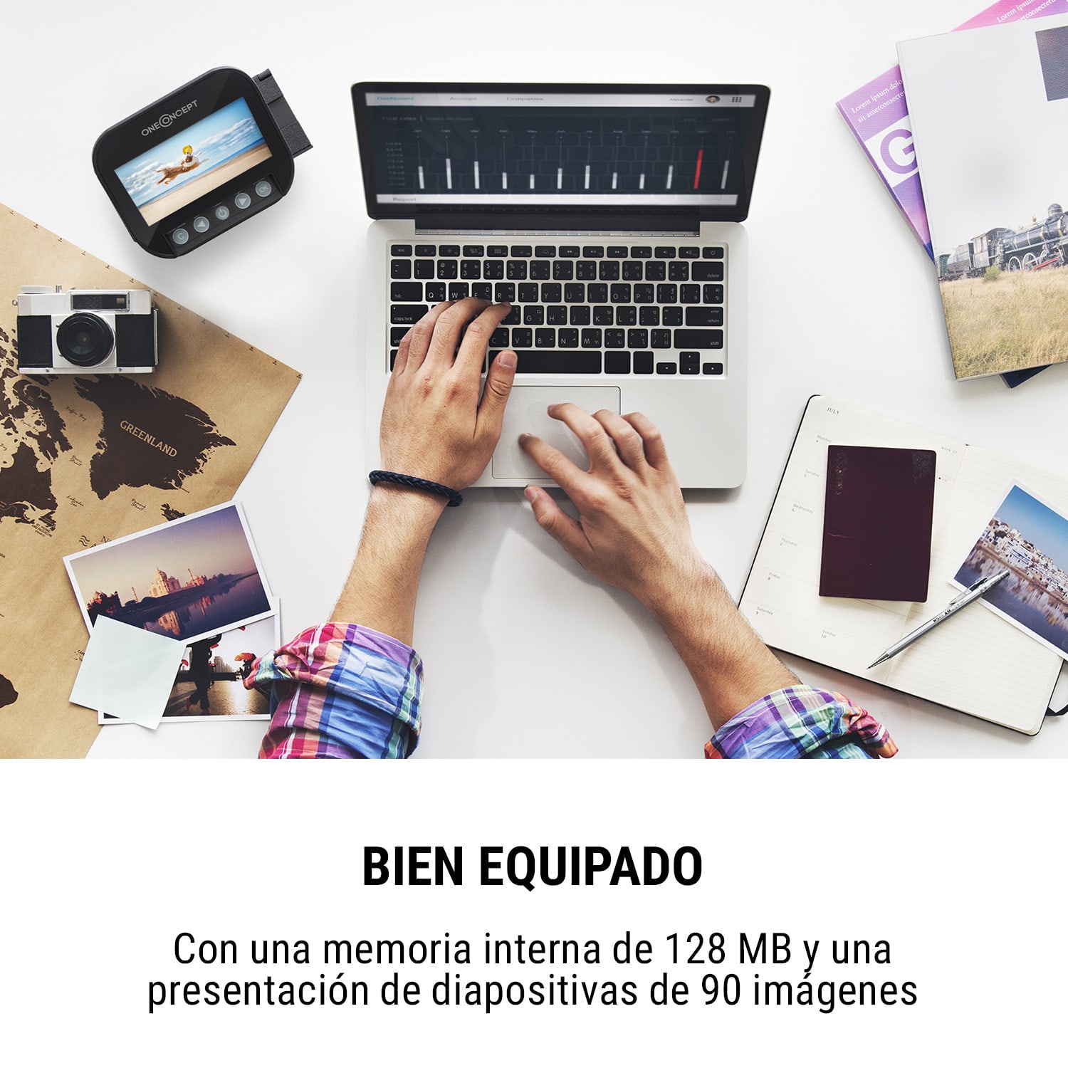 Escáner fotográfico de película de diapositivas ION Pics 3 Sensor de 14 MP Pantalla LC de 4,3" Memoria de 128 MB 