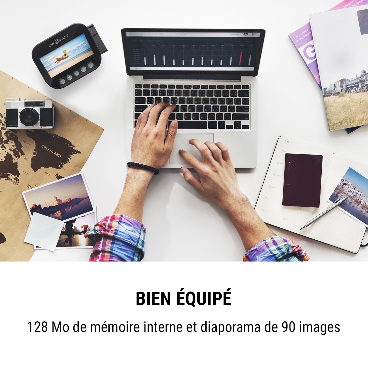 ION Pics 3 Scanner de photos films et diapositives Capteur 14 MP Écran LCD 4,3" Mémoire 128 Mo Rétroéclairage: 3 LED blanc