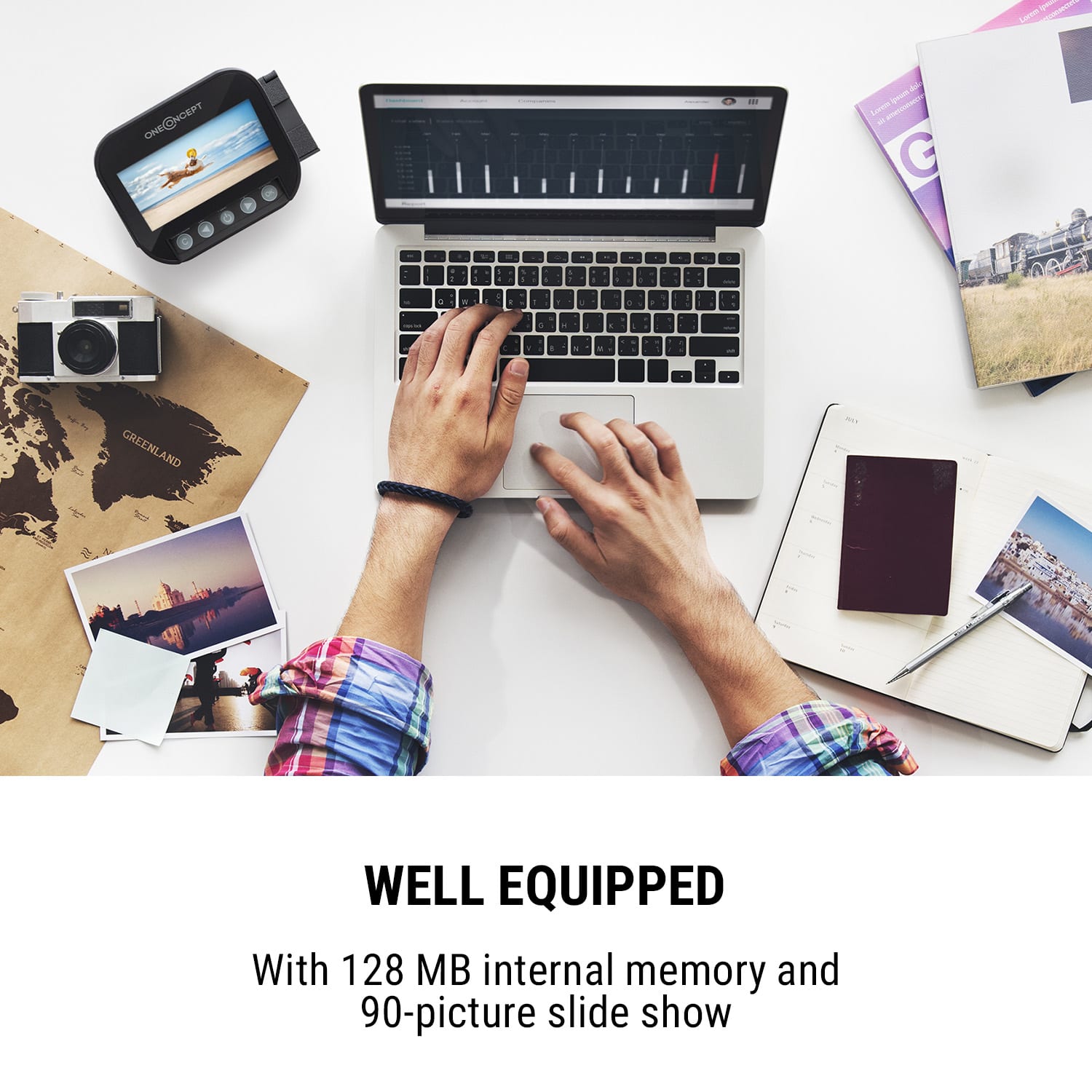 ION Pics 3 фото скенер за слайдове 14 MP сензор 4.3" LCD дисплей 128 MB памет Подсветка: 3 бял светодиод