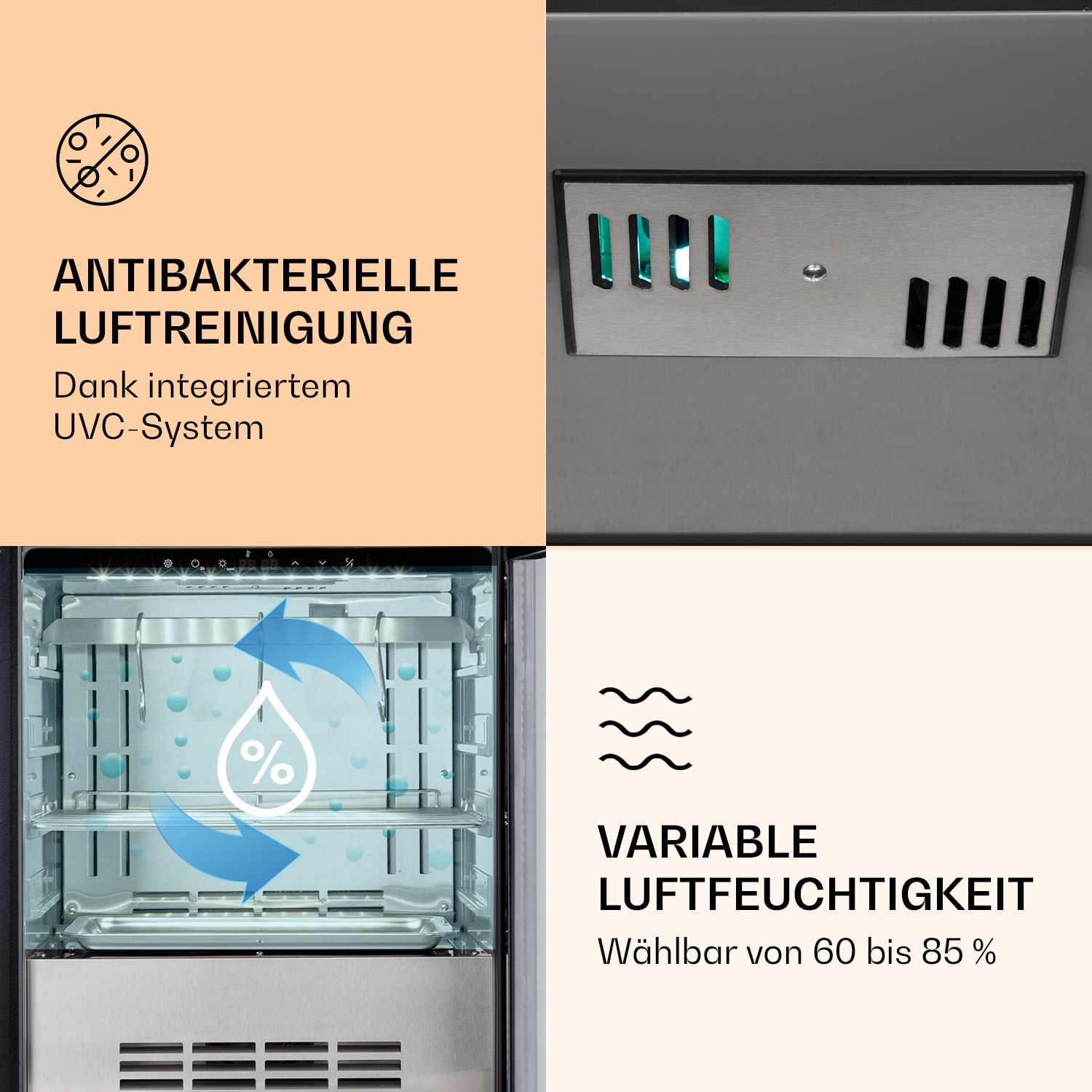 Steakhouse Pro 98 Onyx Fleischreifeschrank 1 Zone 98 L 1-25°C Touch Panorama Schwarz