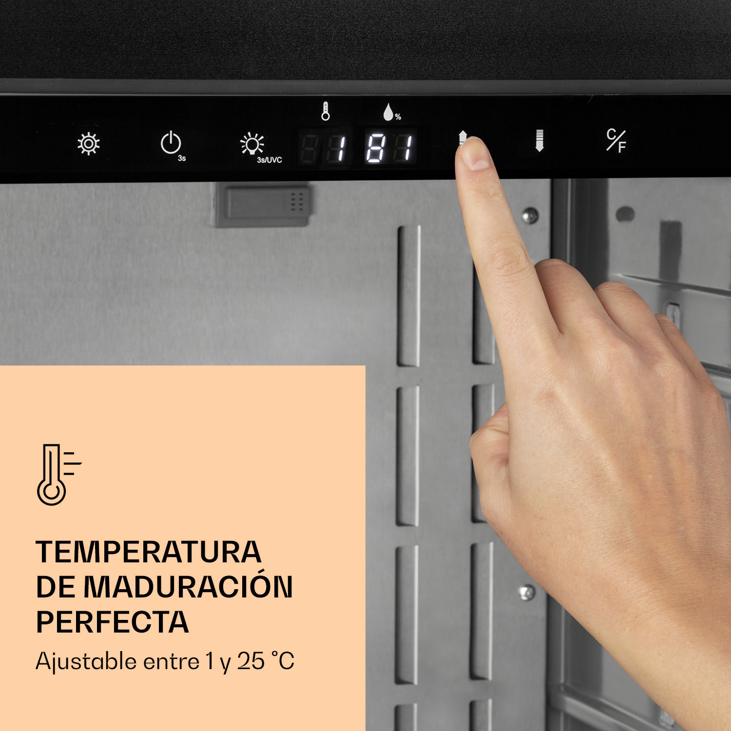 Armario de maduración de carne Steakhouse Pro 98 Onyx 1 zona 98 litros 1-25°C Touch Panorama Negro