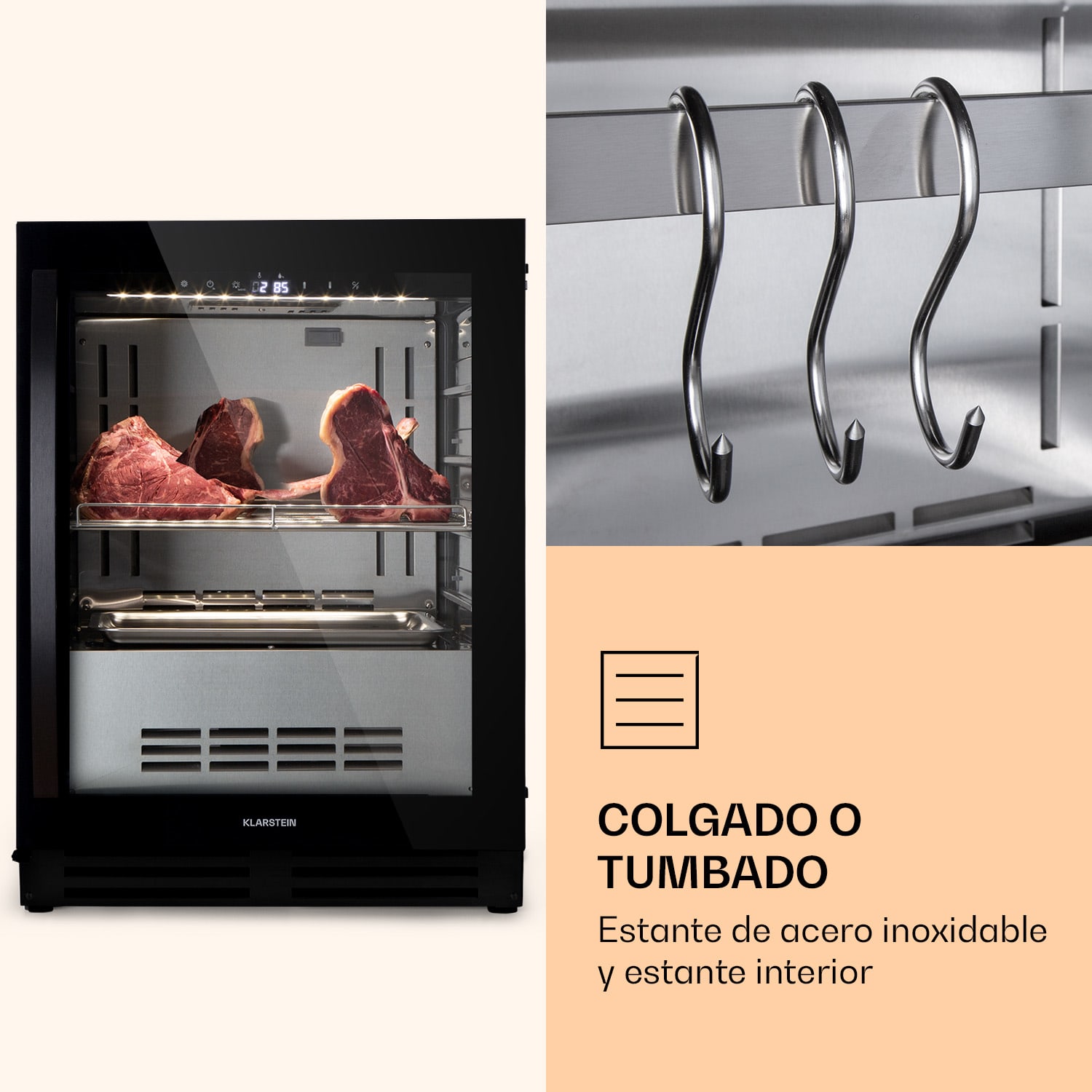 Armario de maduración de carne Steakhouse Pro 98 Onyx 1 zona 98 litros 1-25°C Touch Panorama Negro