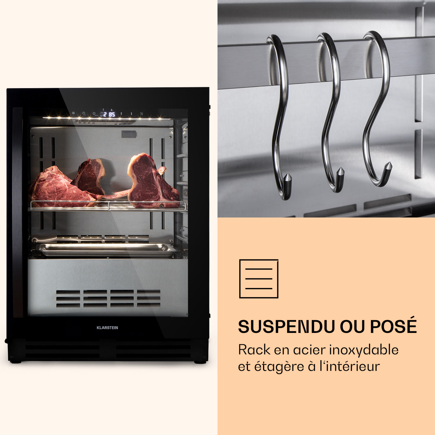 Steakhouse Pro 98 Onyx cave de maturation de la viande 1 zone 98 l 1-25°C Touch Panorama Noir