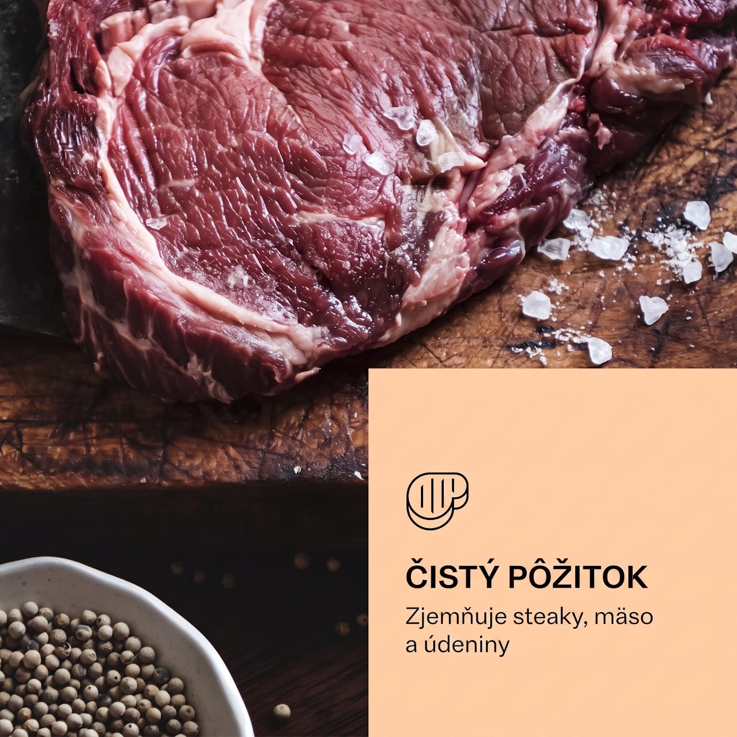 Steakhouse Pro 98 Onyx, chladnička na zrenie mäsa, 1 zóna, 98 l, 1-25°C, dotykový displej, panoramatické okno Čierna