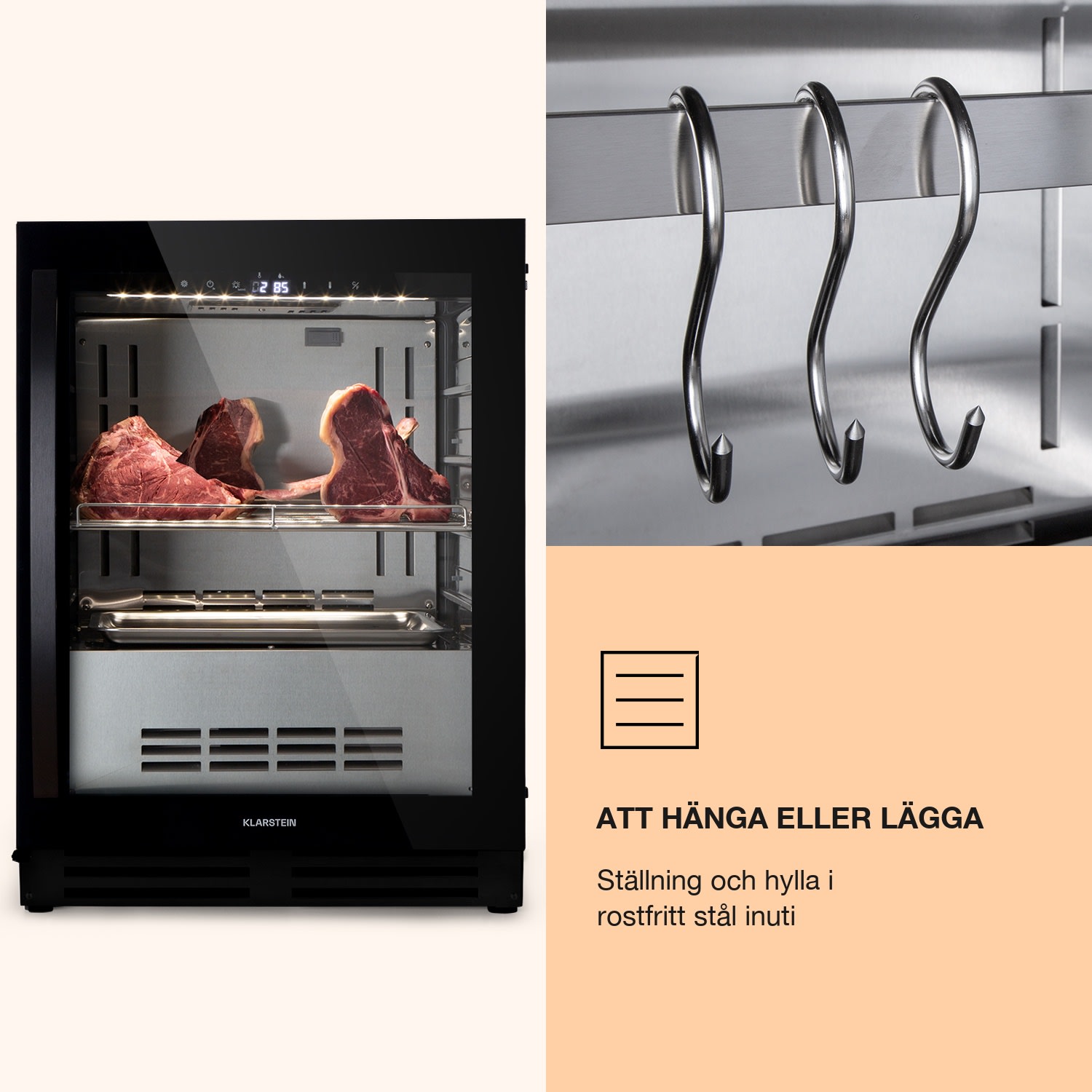 Steakhouse Pro 98 Onyx mörningsskåp 1 zon 98 l 1–25 °C touchpanel panorama Svart