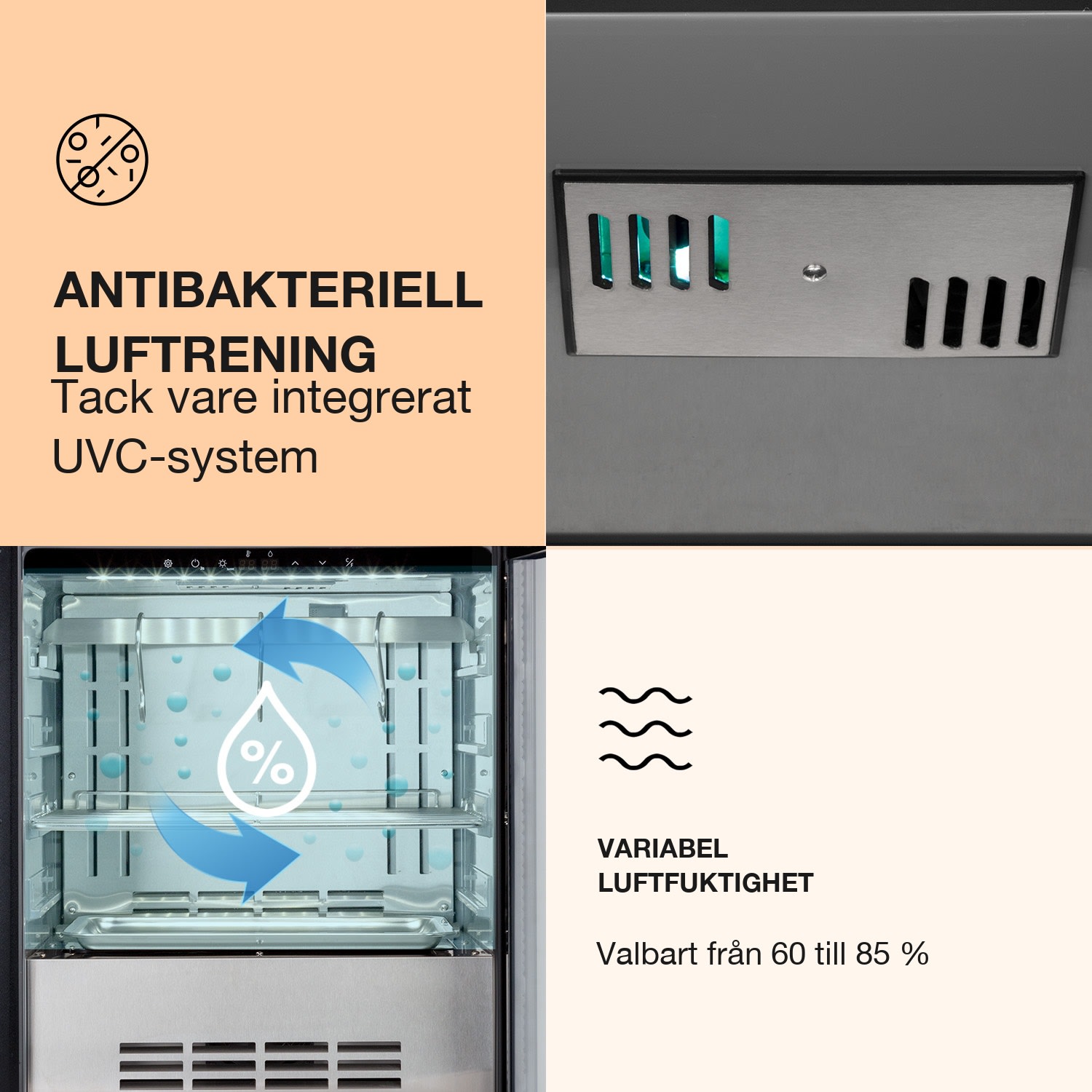 Steakhouse Pro 98 Onyx mörningsskåp 1 zon 98 l 1–25 °C touchpanel panorama Svart