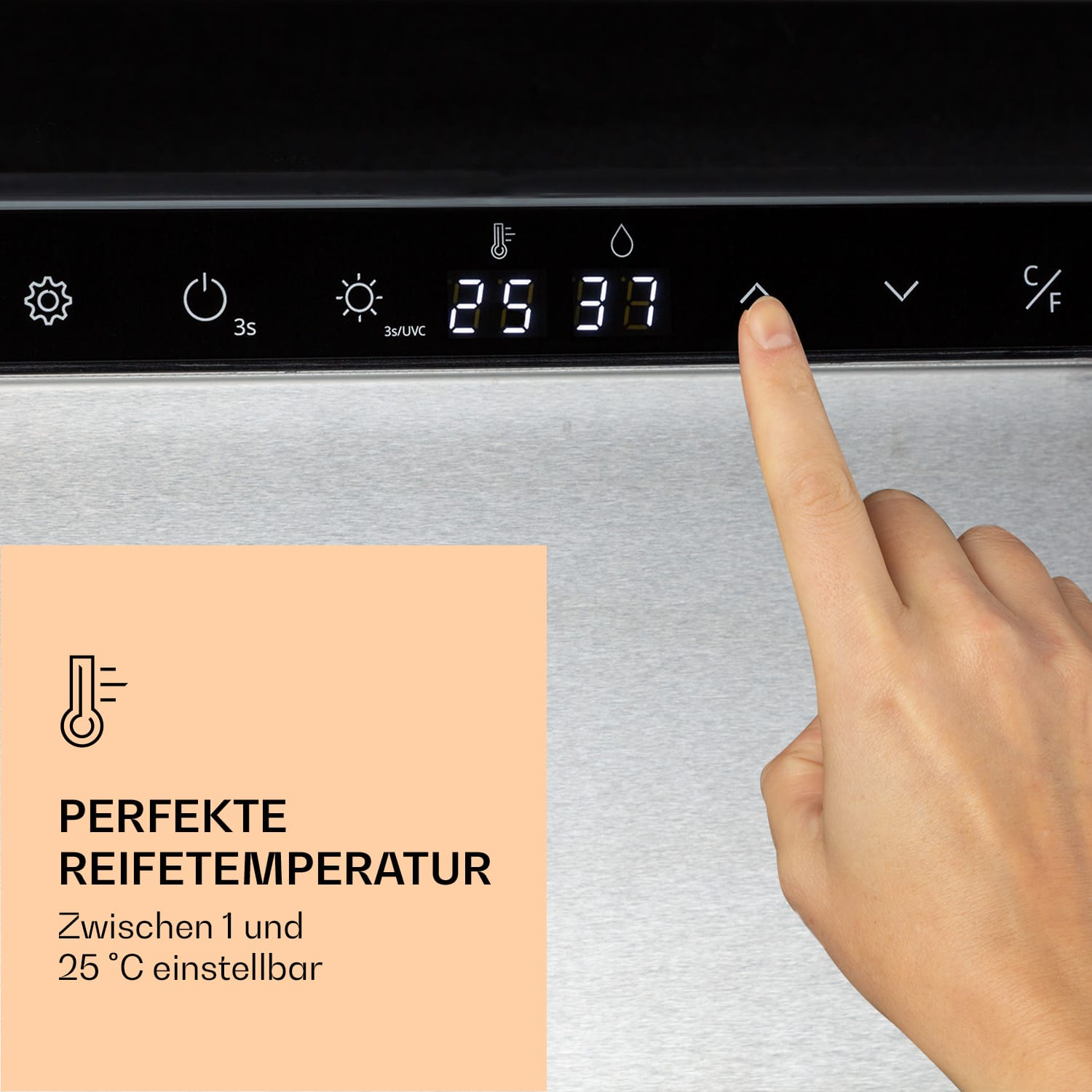 Steakhouse Pro 233 Fleischreifeschrank 1 Zone 233 L 1-25°C Touch   Panorama Silber-Metallic