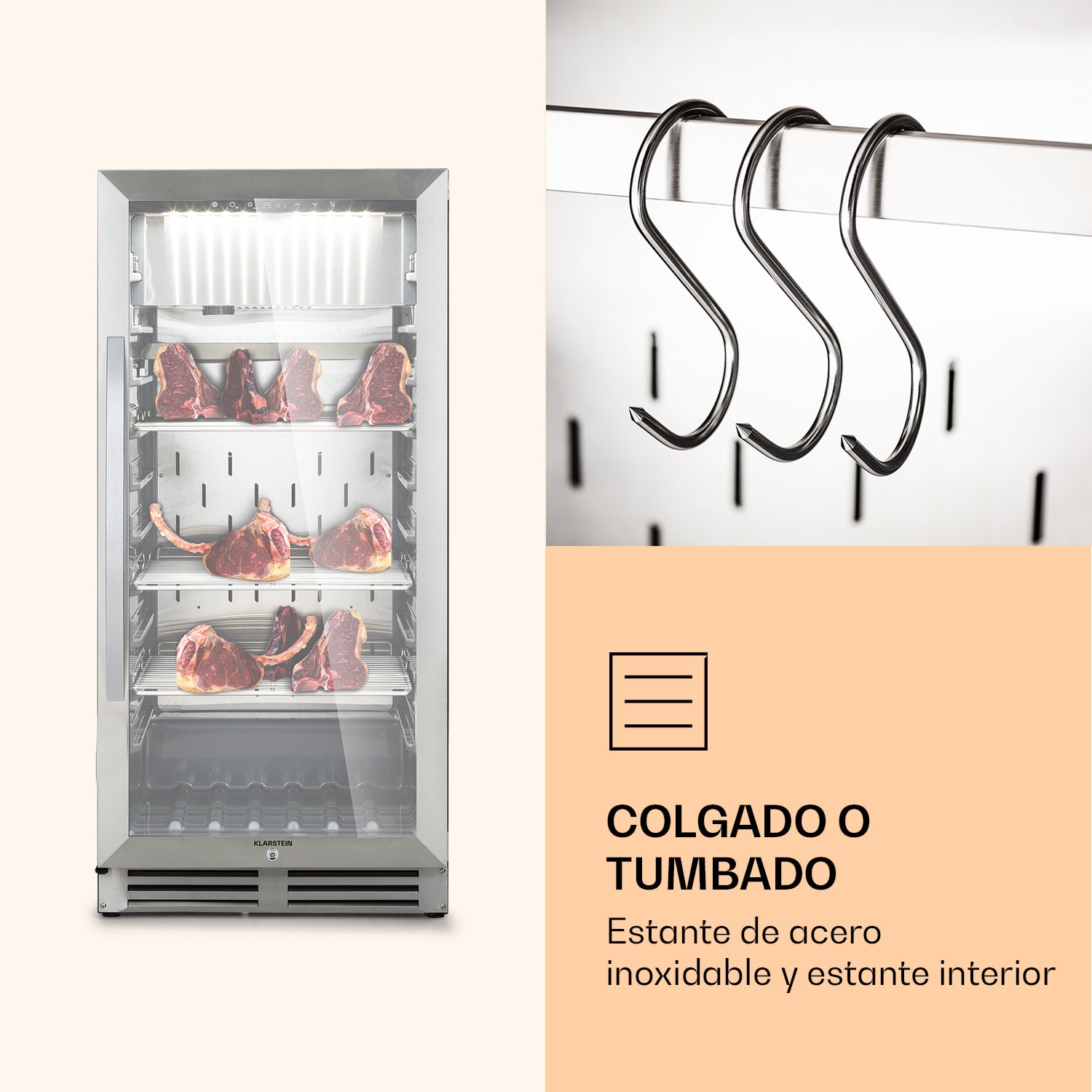 Steakhouse Pro 233 armario de maduración de carne 1 zona 233 L 1-25 °C táctil panorámico Plata Metálica