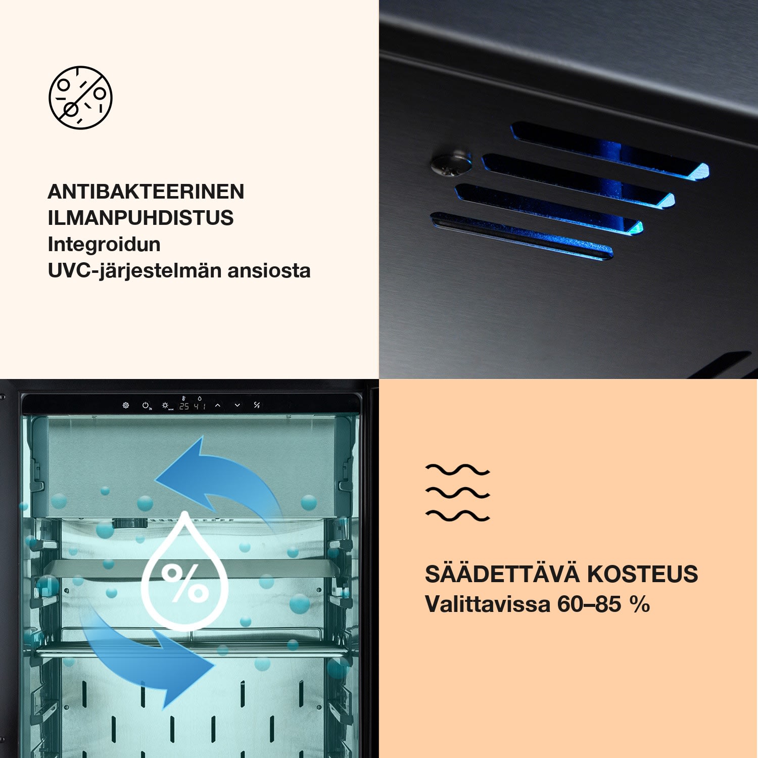 Steakhouse Pro 233 lihakypsytyskaappi 1 vyöhyke 233 L 1-25°C kosketus Panorama Hopea Metallinen