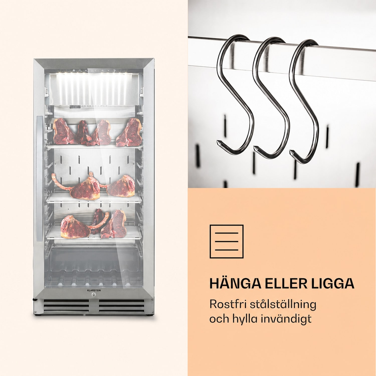 Steakhouse Pro 233 köttmognadsskåp 1 zon 233 L 1-25°C Touch Panorama Silver Metallic