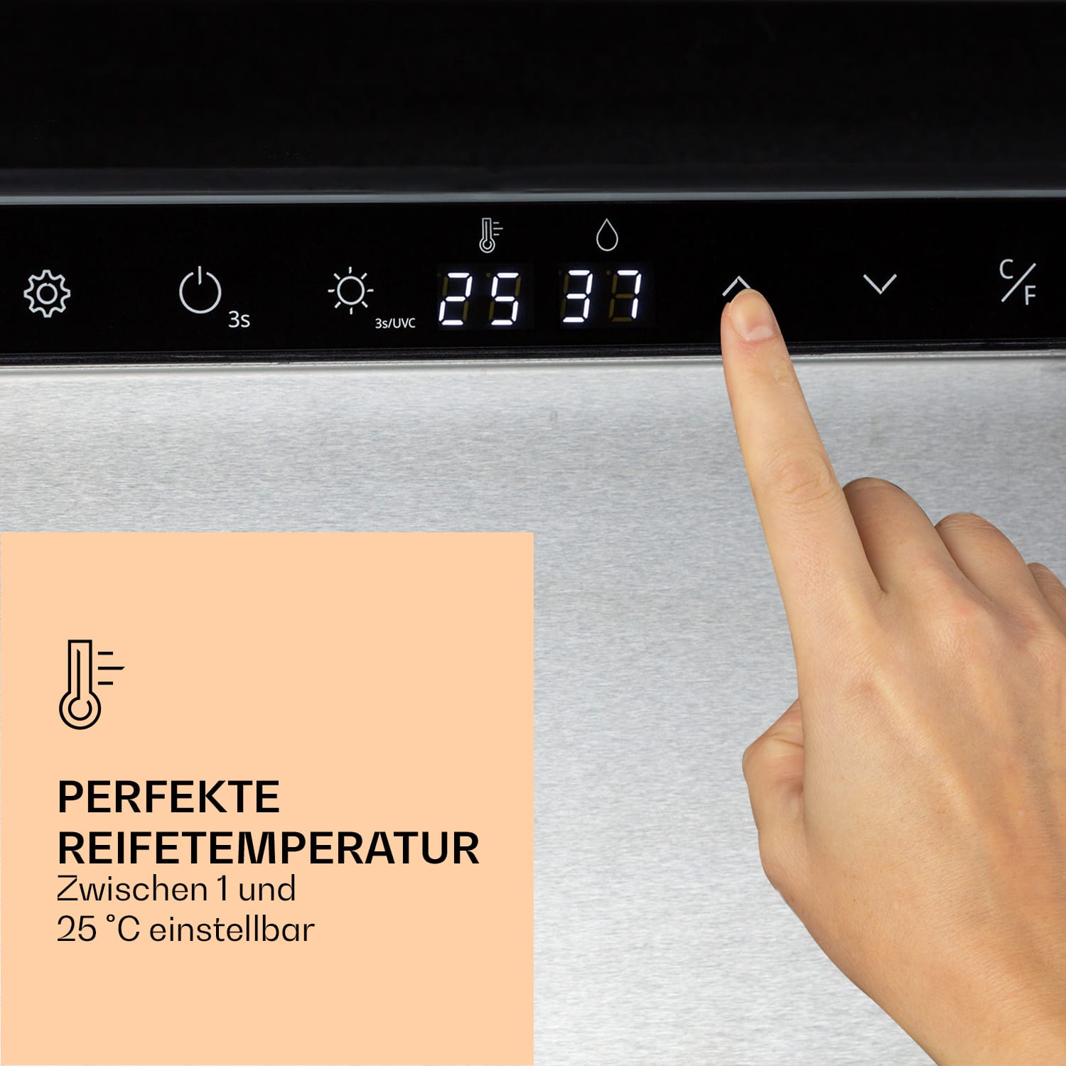 Steakhouse Pro 233 Onyx Fleischreifeschrank 1 Zone 233 L 1-25°C Touch  Panorama Schwarz