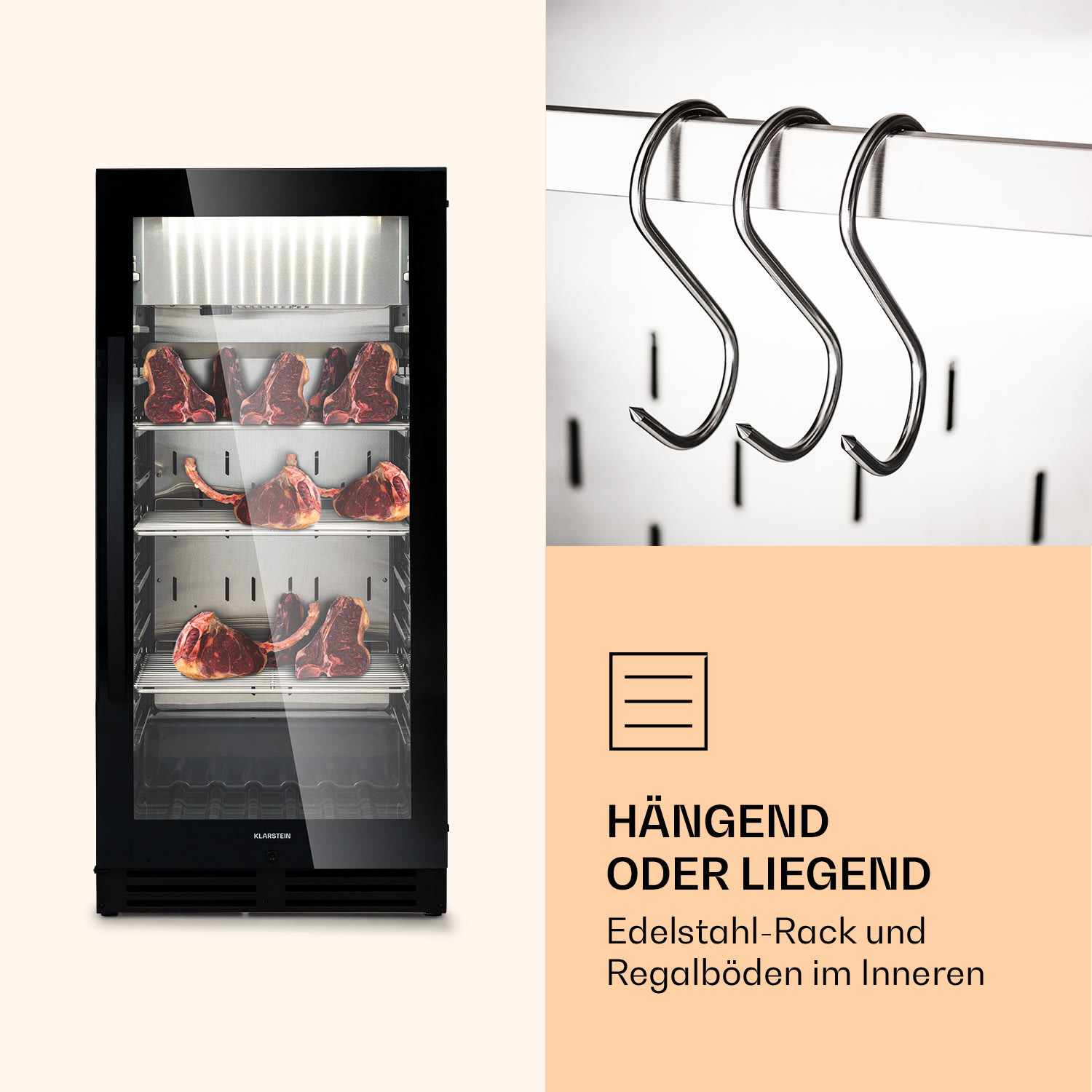Steakhouse Pro 233 Onyx Fleischreifeschrank 1 Zone 233 L 1-25°C Touch  Panorama Schwarz