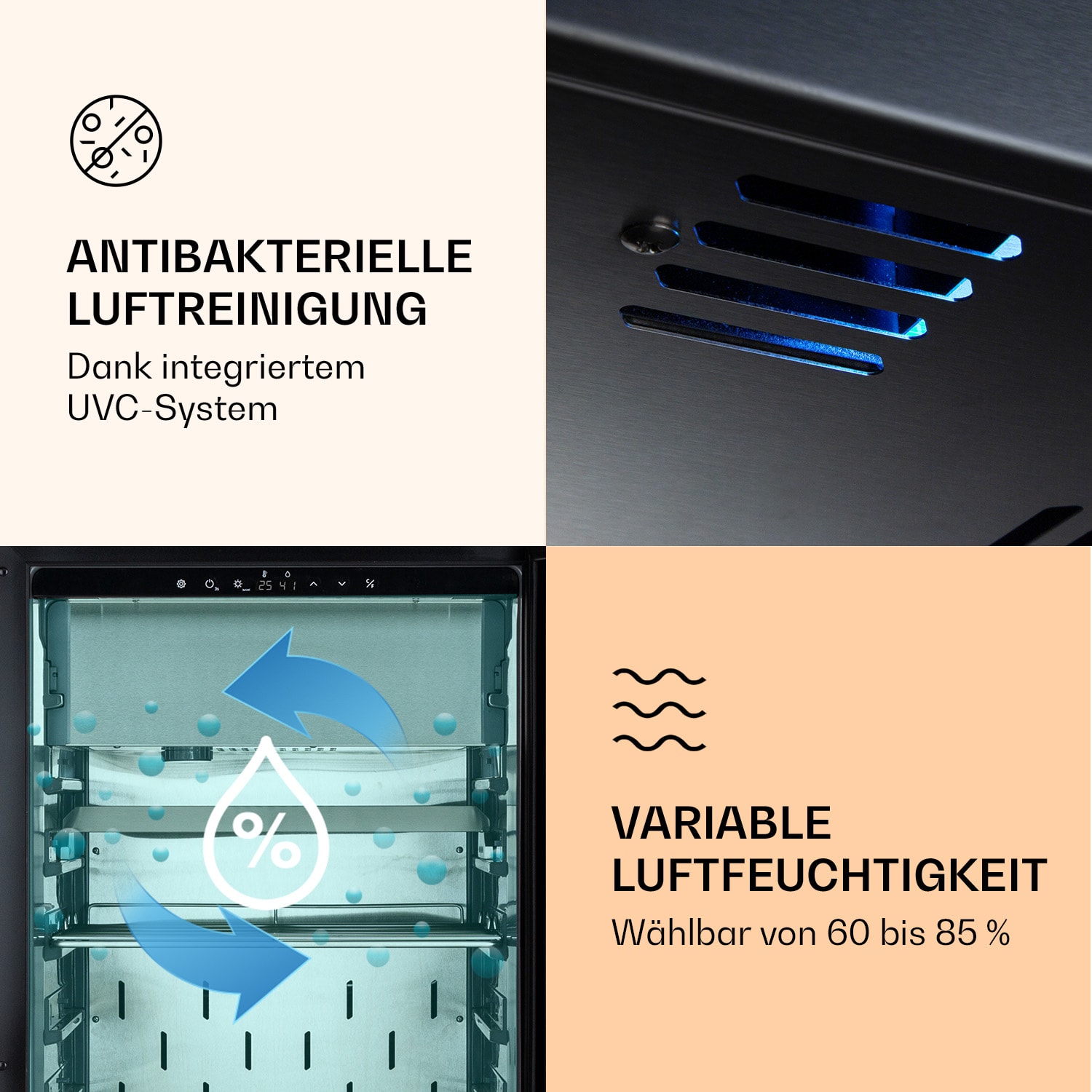 Steakhouse Pro 233 Onyx Fleischreifeschrank 1 Zone 233 L 1-25°C Touch  Panorama Schwarz