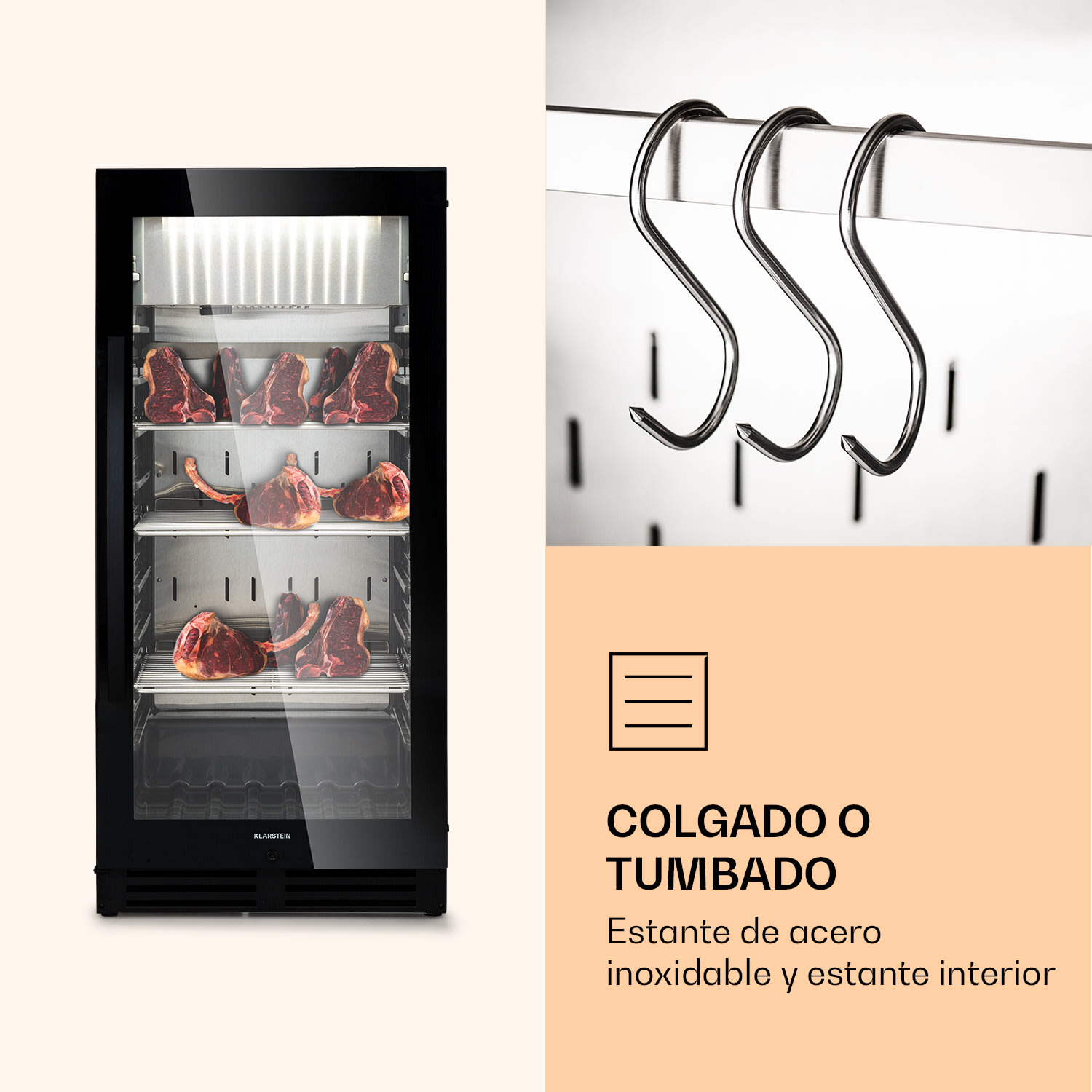 Steakhouse Pro 233 Onyx armario de maduración de carne 1 zona 233 L 1-25 °C táctil panorámico Negro