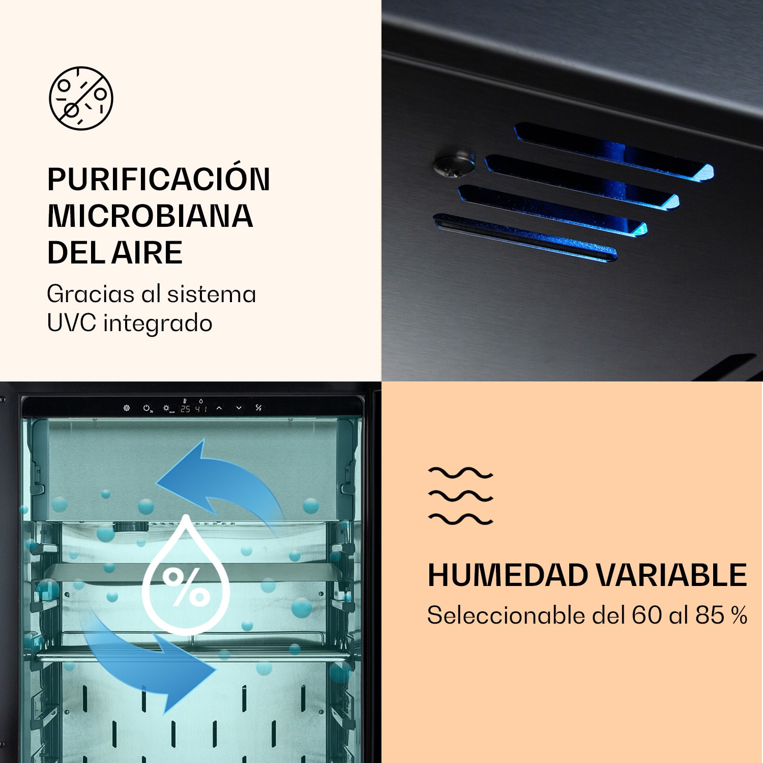 Steakhouse Pro 233 Onyx armario de maduración de carne 1 zona 233 L 1-25 °C táctil panorámico Negro