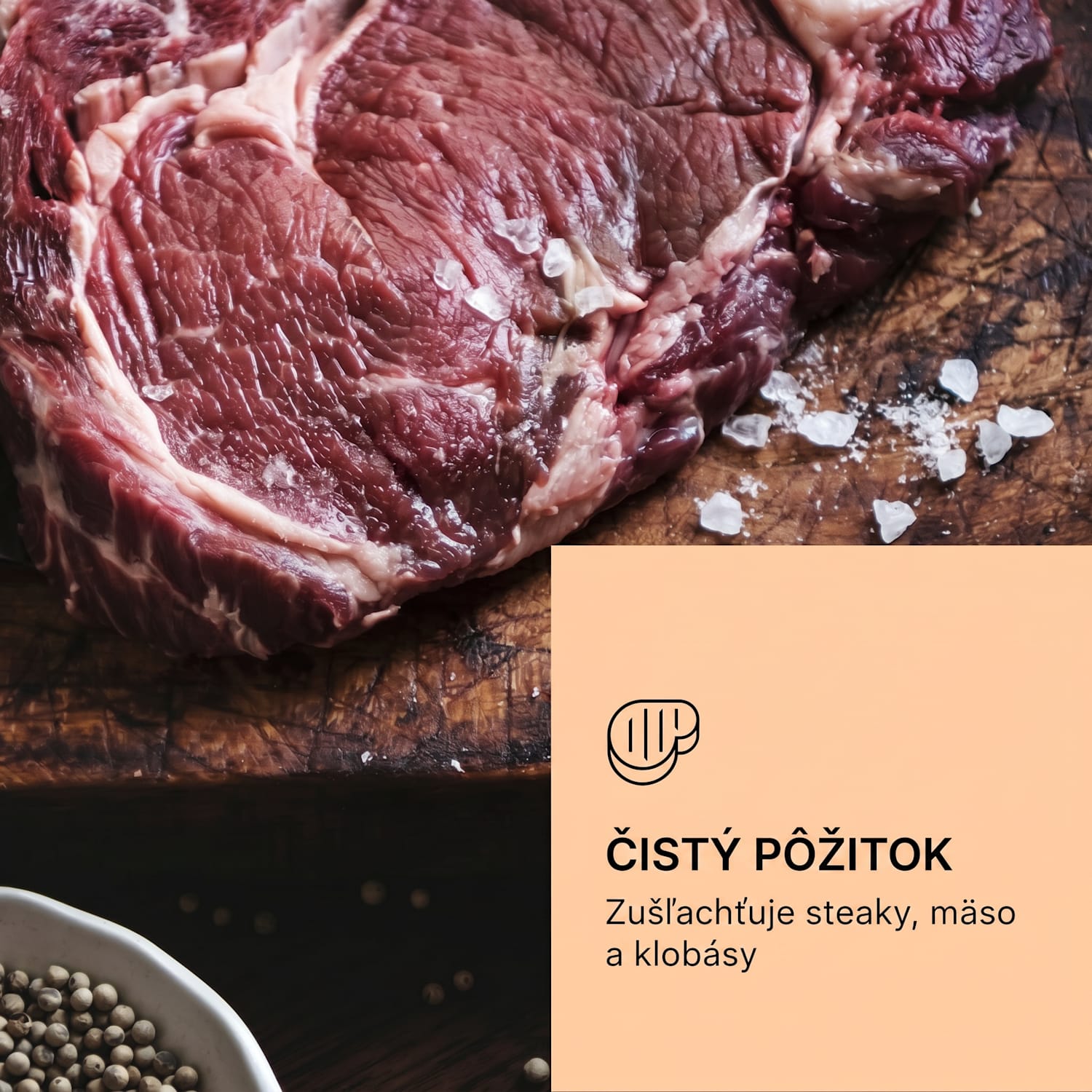 Steakhouse Pro 233 Onyx, chladnička na zrenie mäsa, 1 zóna, 233 l, 1-25°C, dotykový displej, panoramatické okno Čierna