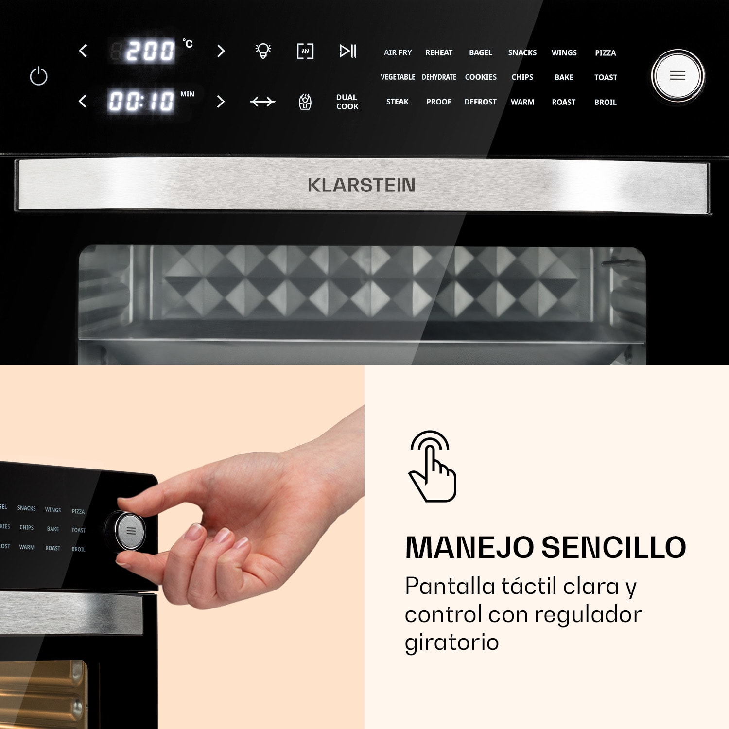 Vigor Air Hot Air Fryer 1800 W 30 litros 18 programas de calor superior e inferior 