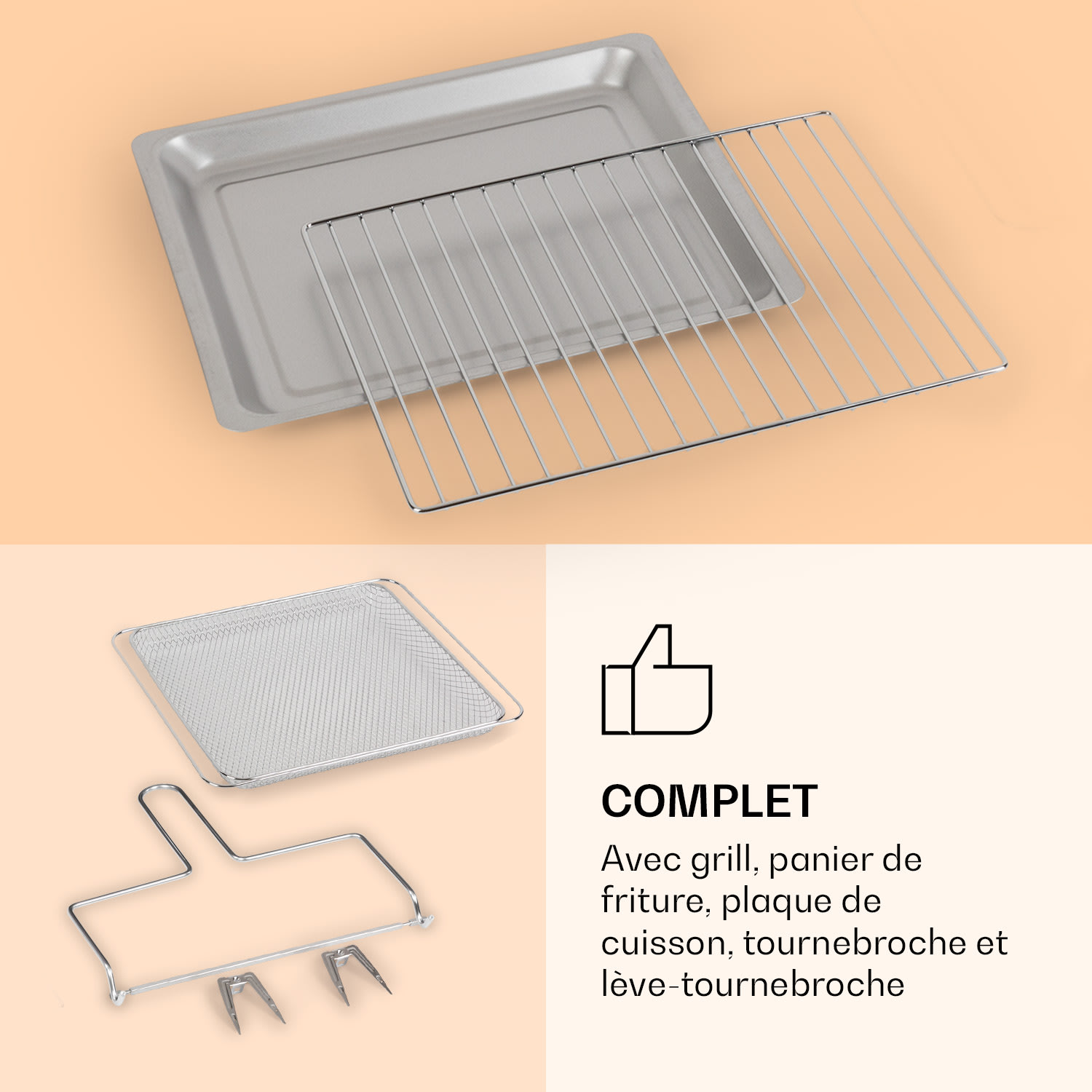 Vigor Air Friteuse à air chaud 1800 W 30 litres 18 programmes Chaleur supérieure et inférieure 