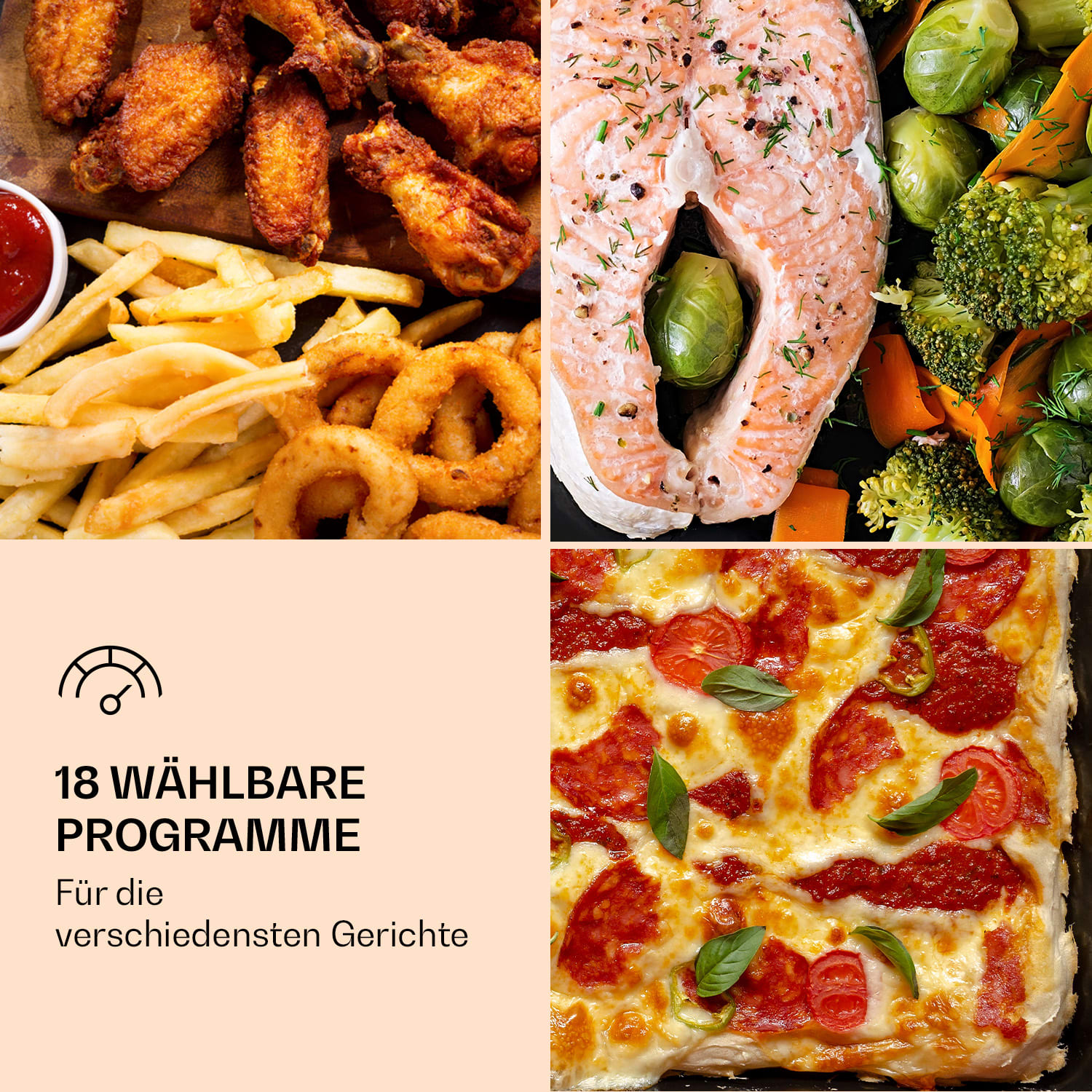 Vigor Air Heißluftfritteuse 1800 W 30 Liter 18 Programme Weiß