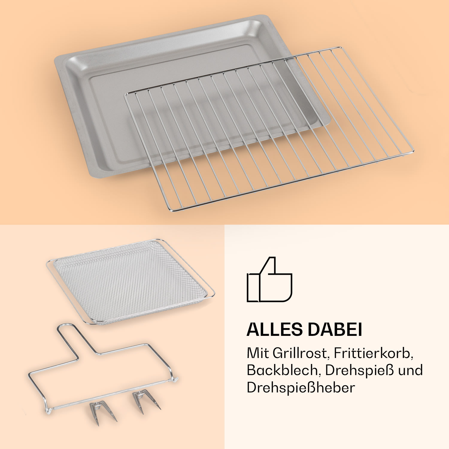 Vigor Air Heißluftfritteuse 1800 W 30 Liter 18 Programme Weiß