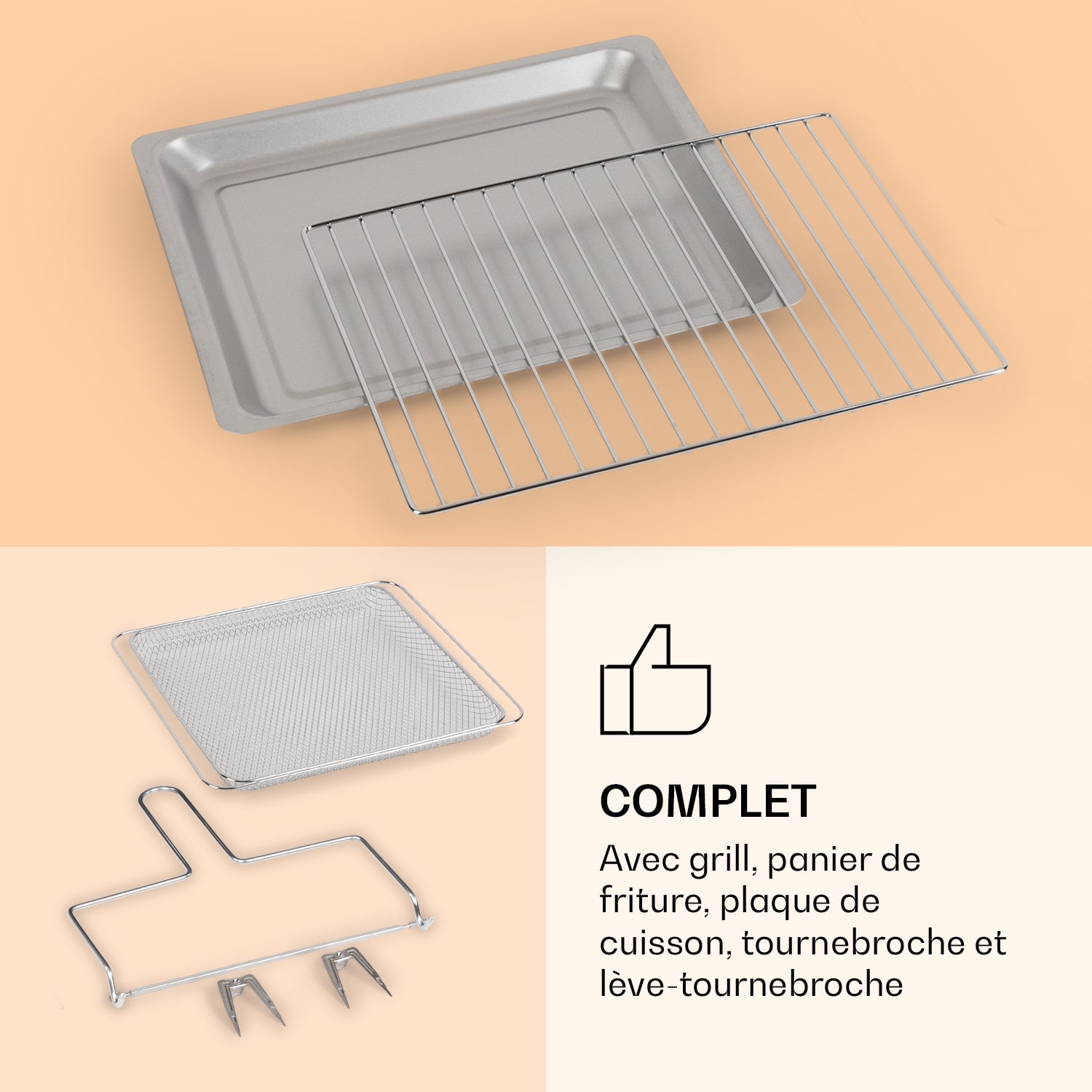 Vigor Air heteluchtfriteuse 1800 W 30 liter 18 programma's boven- en onderwarmte Wit