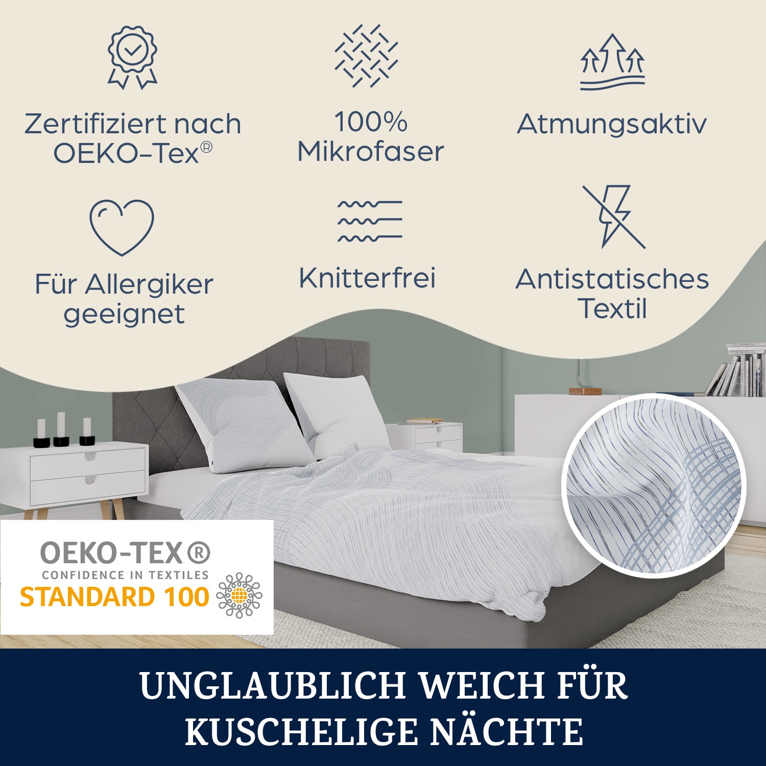 Soft Wonder-Edition Bettwäsche 155x200 cm Mikrofaser Wellen & Wasser