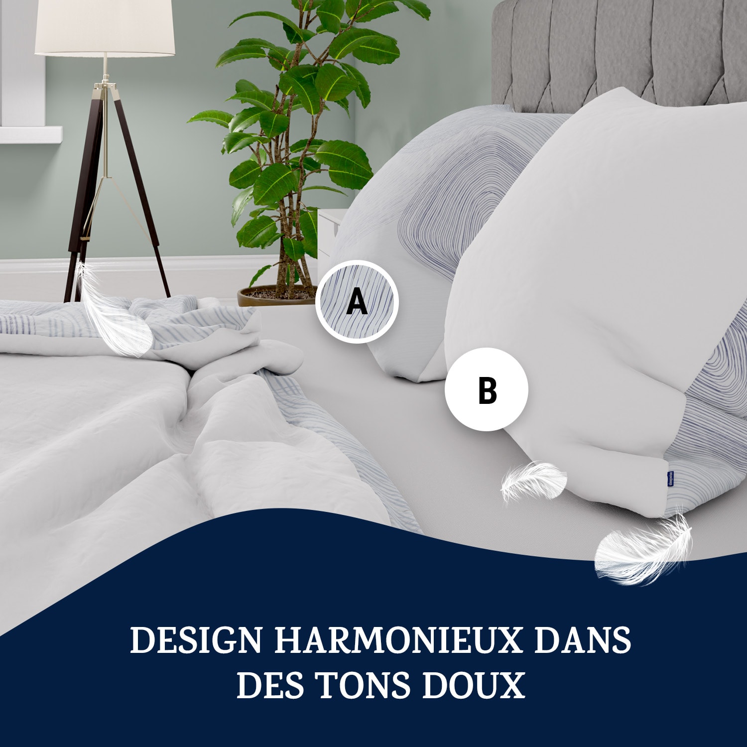 Soft Wonder Edition Parure de lit 155 x 200 cm microfibre Vagues et eau