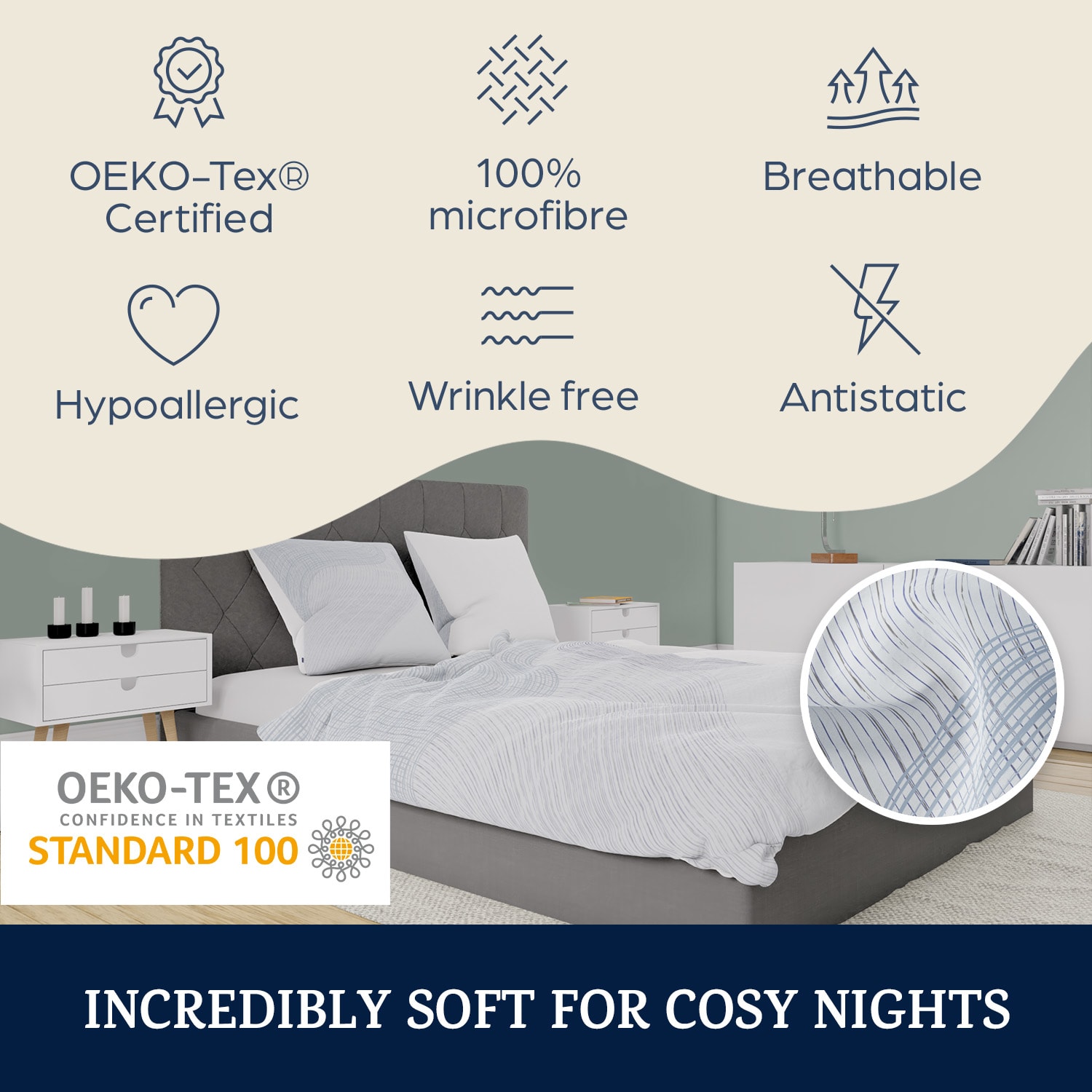 Soft Wonder Edition Bedding 155 x 200 cm microfibre Waves & water