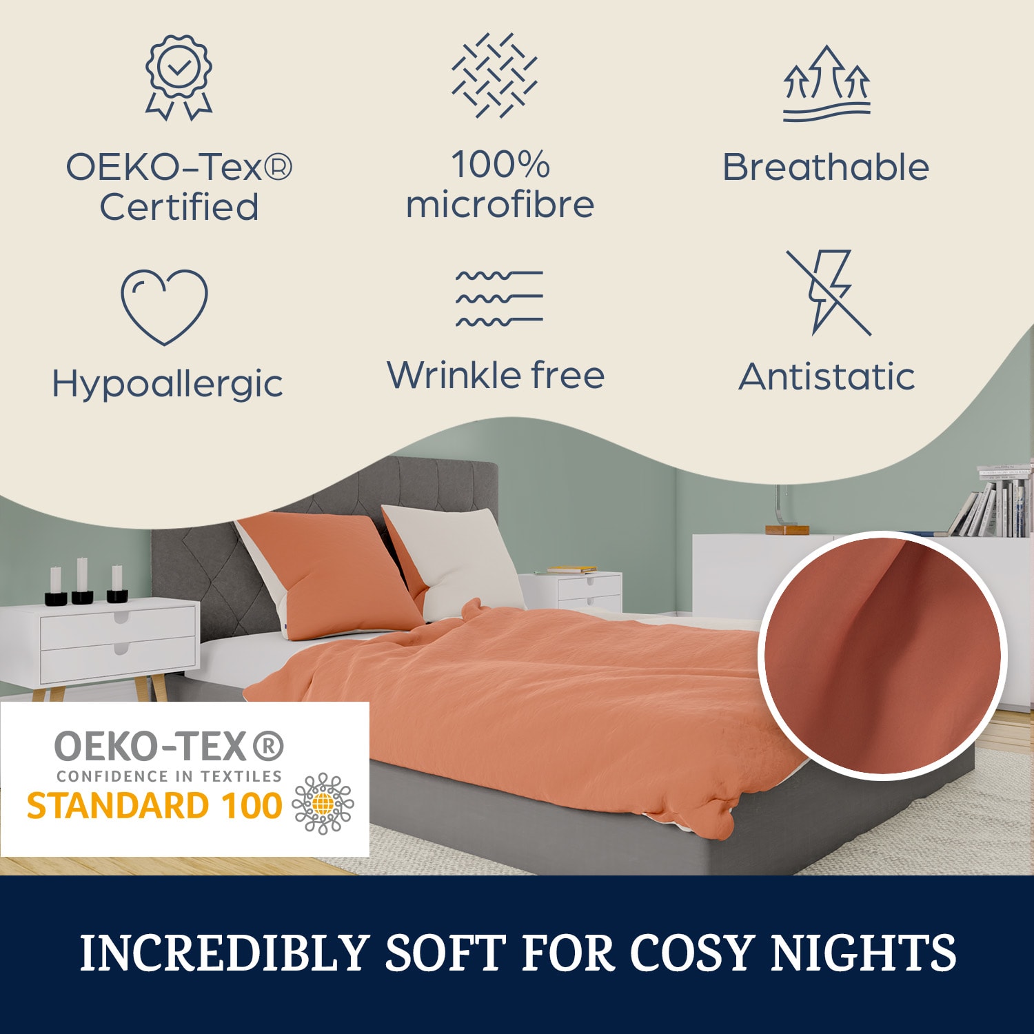 Soft Wonder-Edition, Ágyneműhuzatok, 140x200 cm, mikroszálas Égett narancs