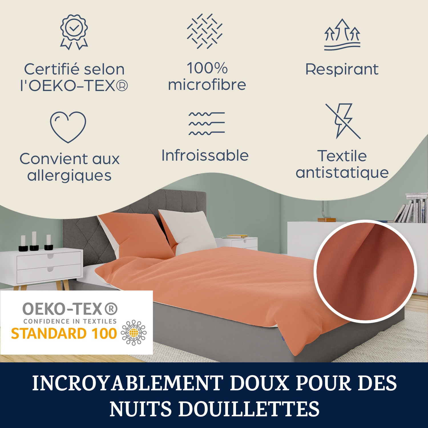 Soft Wonder Edition Parure de lit 240 x 220 cm microfibre Orange Brûlée