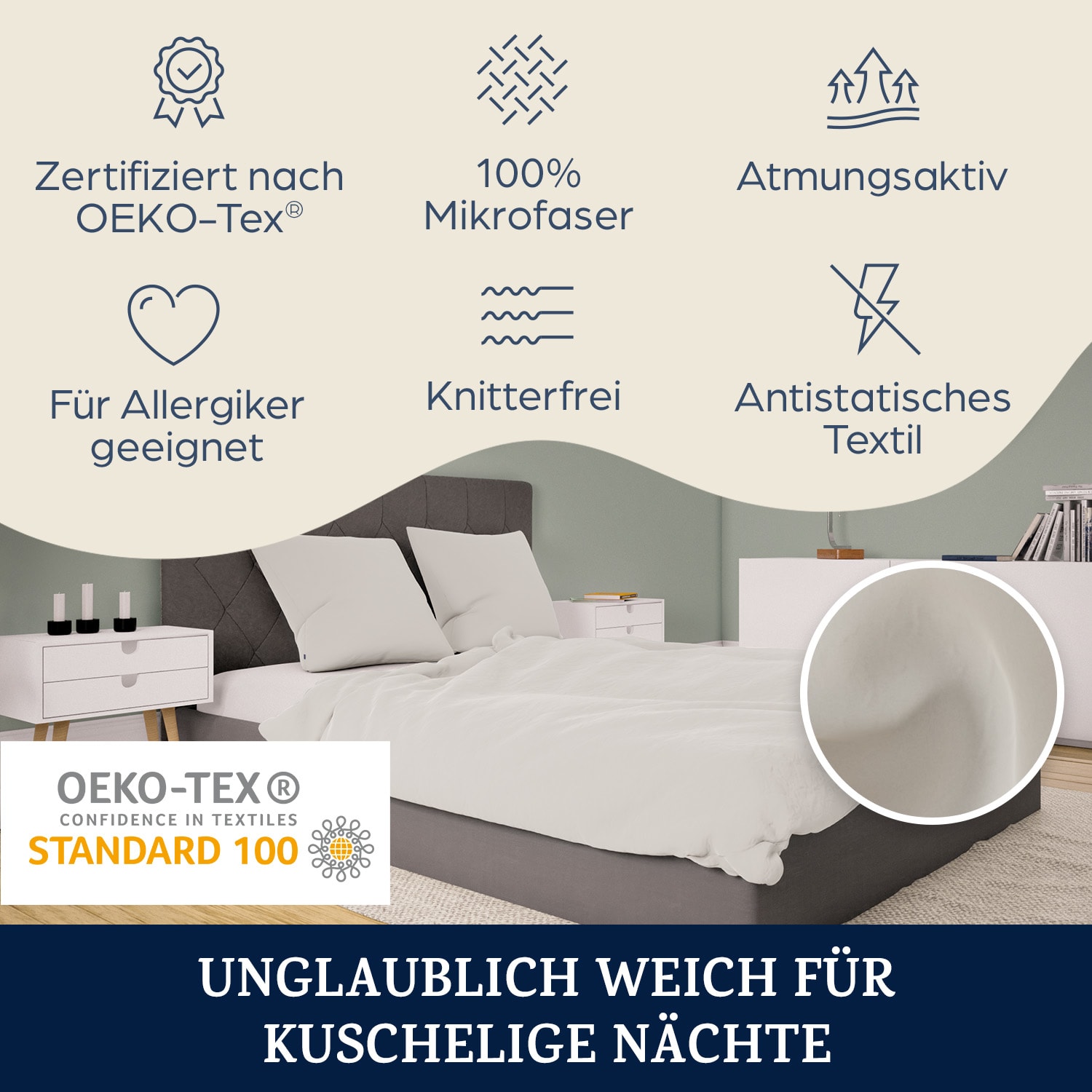 Soft Wonder-Edition - Biancheria da letto, 200 x 200 cm, microfibra Sabbia