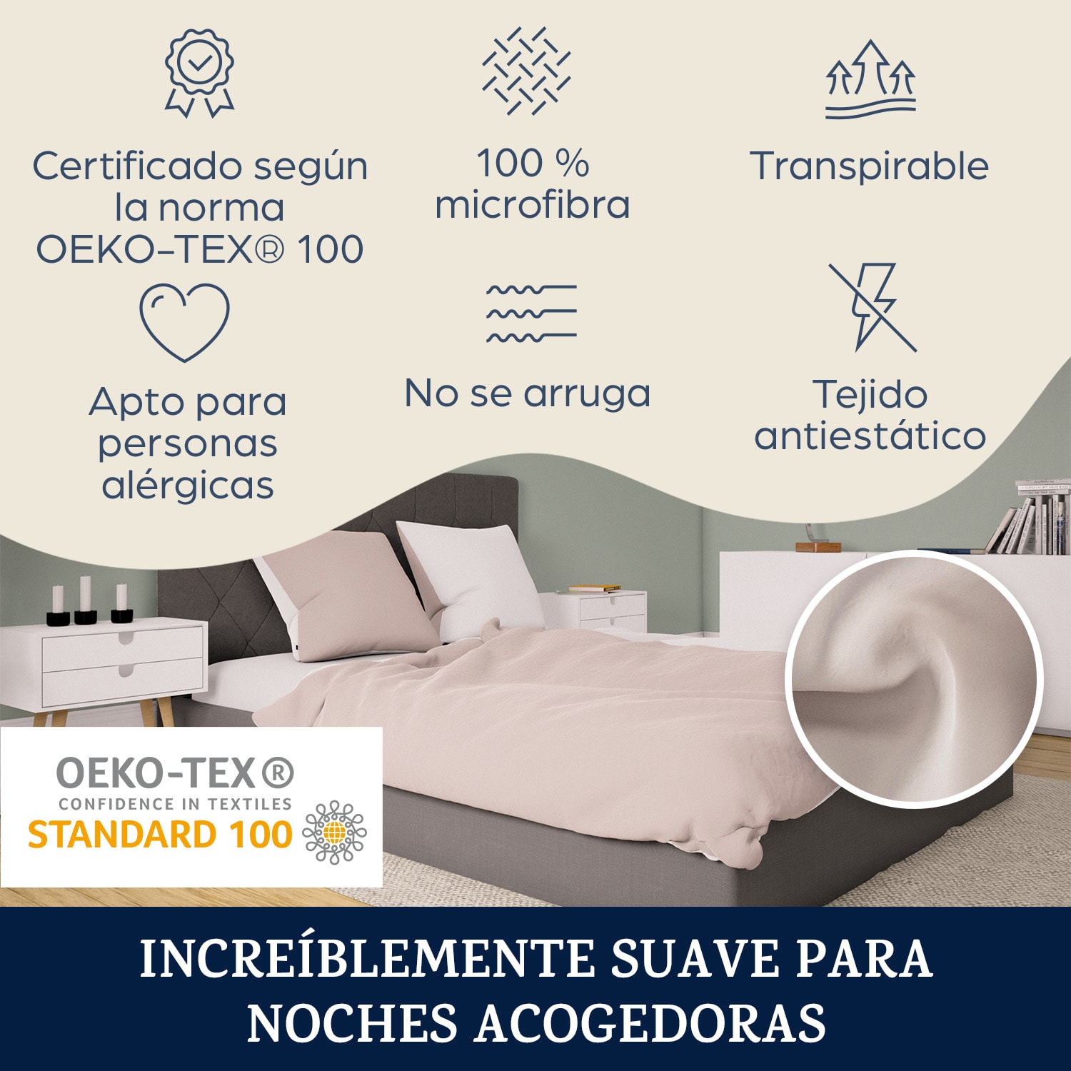 Soft Wonder-Edition Ropa de cama 240x220 cm Microfibra Topo Claro